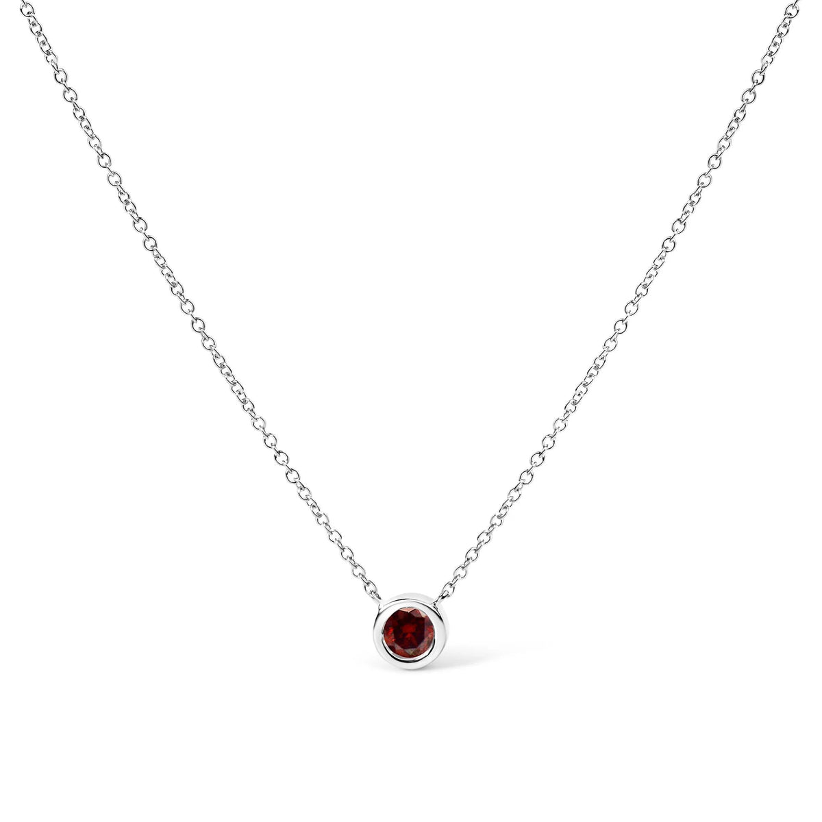 14K White Gold 1/2 Cttw Red Lab Grown Diamond Bezel - Set Solitaire 18" Pendant Necklace (Red Color, VS1 - VS2 Clarity) - LinkagejewelrydesignLinkagejewelrydesign