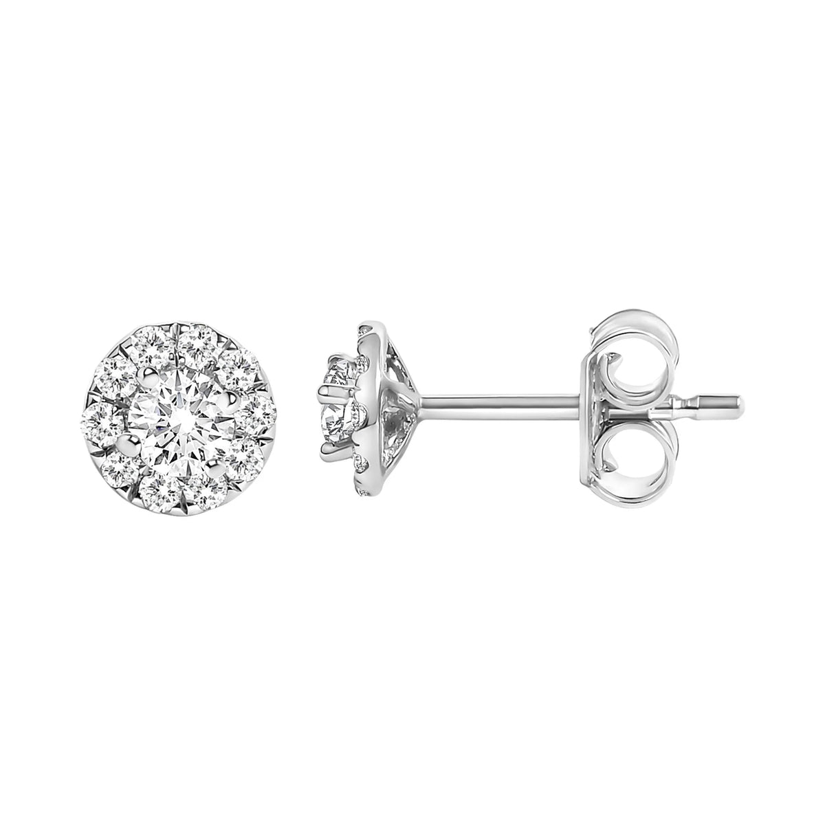 14K White Gold 1/3 Cttw Lab - Grown Diamond Halo Stud Earring (F - G Color, VS1 - VS2 Clarity) - LinkagejewelrydesignLinkagejewelrydesign