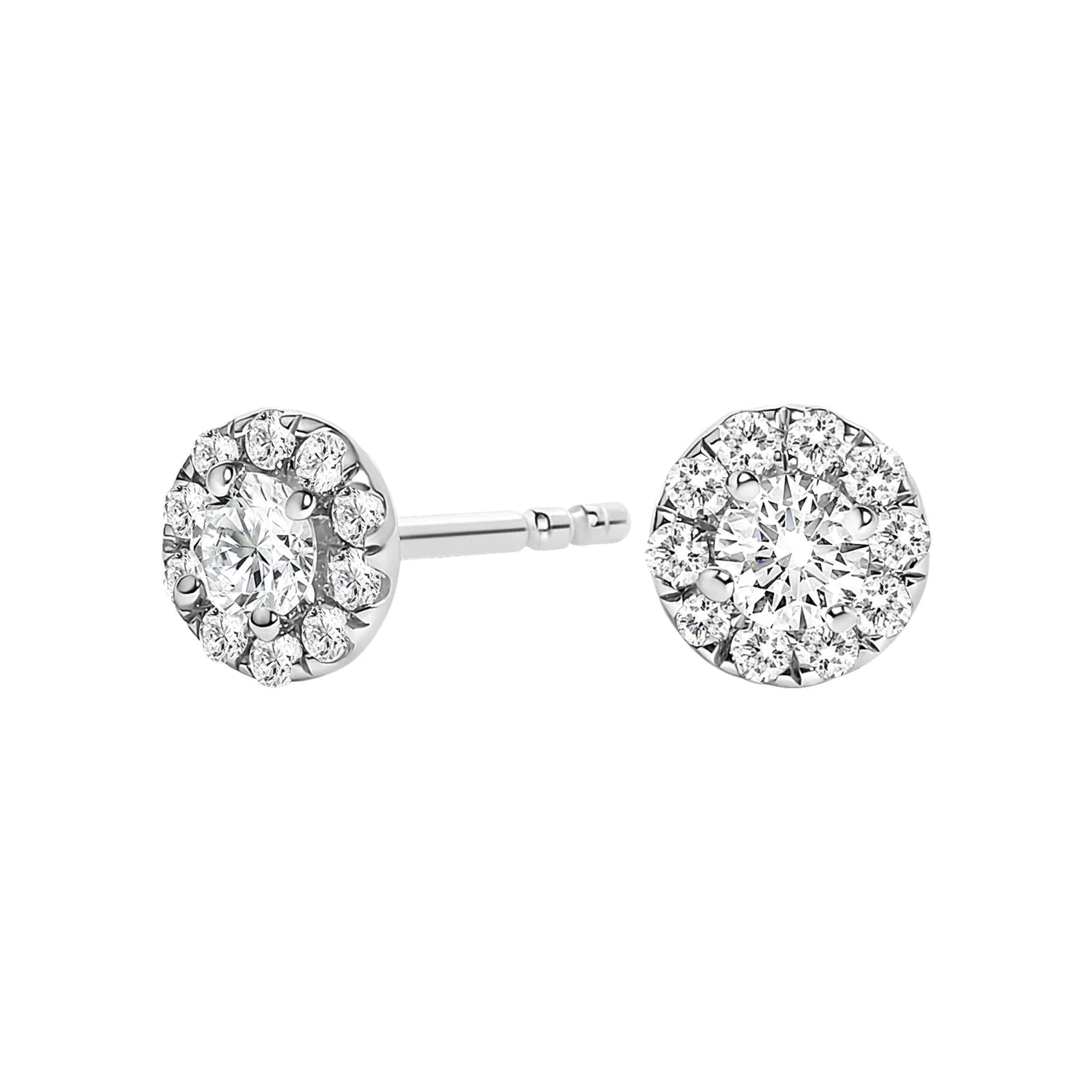 14K White Gold 1/3 Cttw Lab - Grown Diamond Halo Stud Earring (F - G Color, VS1 - VS2 Clarity) - LinkagejewelrydesignLinkagejewelrydesign
