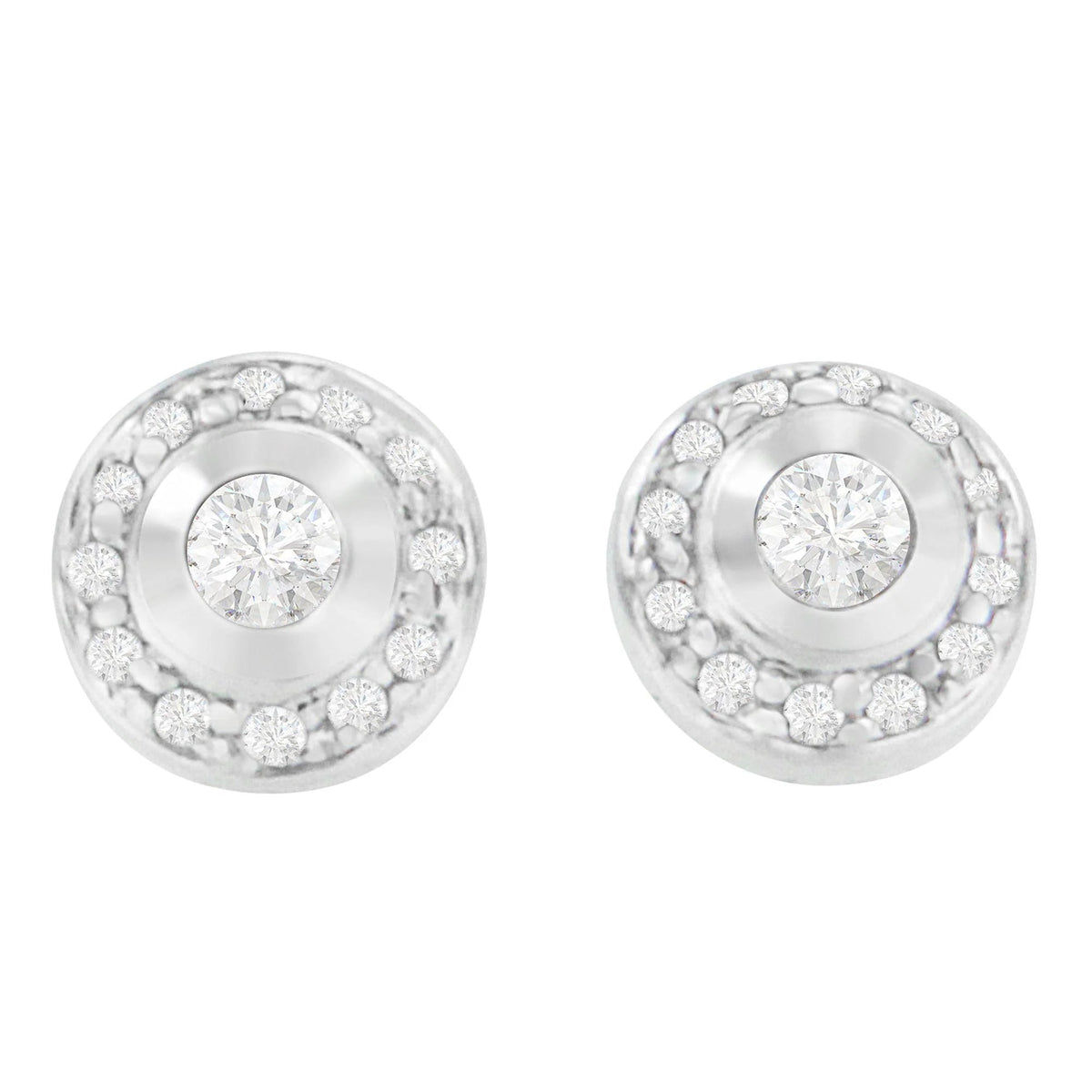 14K White Gold 1/3 cttw Round Cut Diamond Earrings (H - I, SI2 - I1) - LinkagejewelrydesignLinkagejewelrydesign