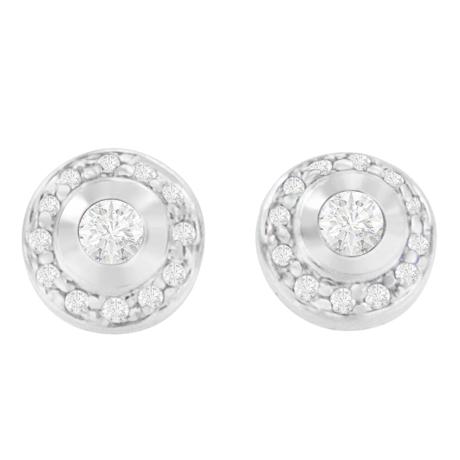 14K White Gold 1/3 cttw Round Cut Diamond Earrings (H - I, SI2 - I1) - LinkagejewelrydesignLinkagejewelrydesign