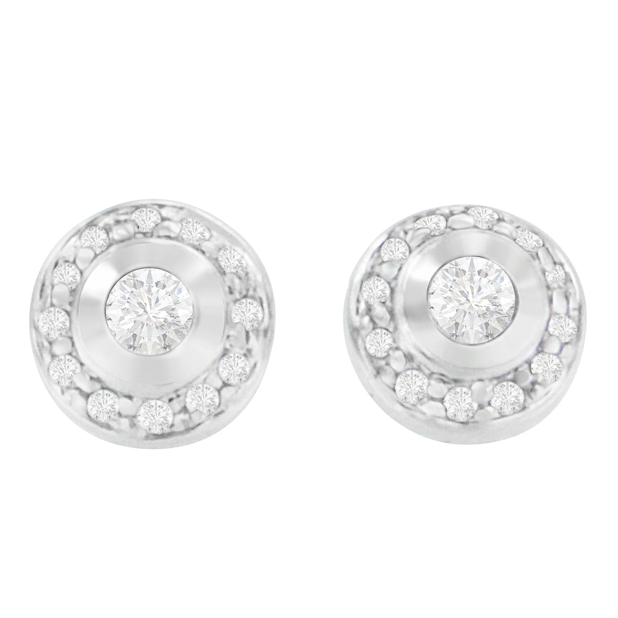 14K White Gold 1/3 cttw Round Cut Diamond Earrings (H - I, SI2 - I1) - LinkagejewelrydesignLinkagejewelrydesign