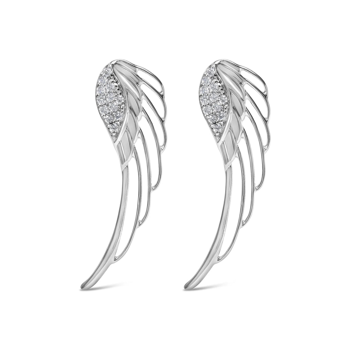 14K White Gold 1/4 Cttw Lab Grown Diamond Angel Wing Stud Earrings (F - G Color, VS1 - VS2 Clarity) - LinkagejewelrydesignLinkagejewelrydesign