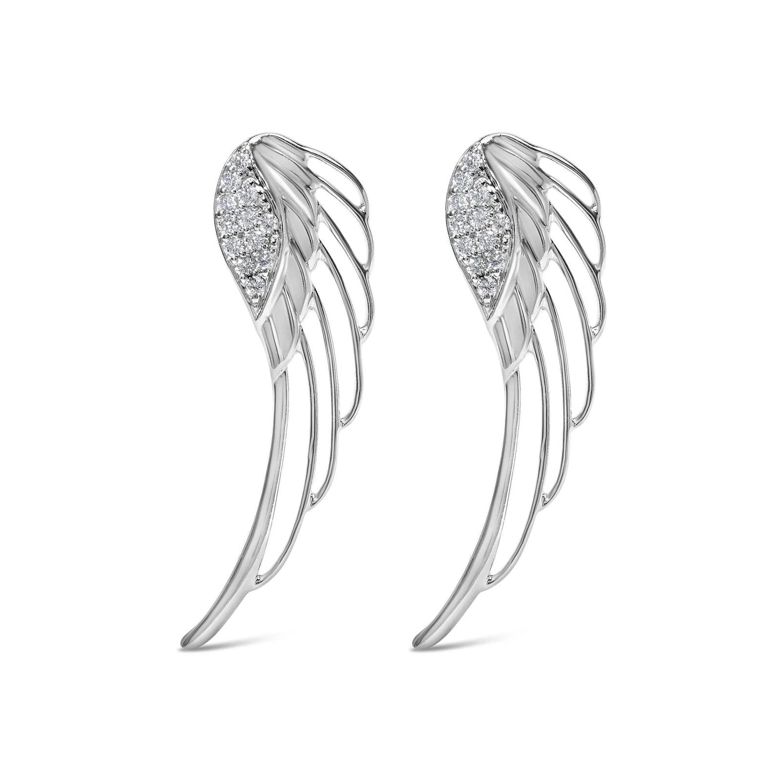 14K White Gold 1/4 Cttw Lab Grown Diamond Angel Wing Stud Earrings (F - G Color, VS1 - VS2 Clarity) - LinkagejewelrydesignLinkagejewelrydesign