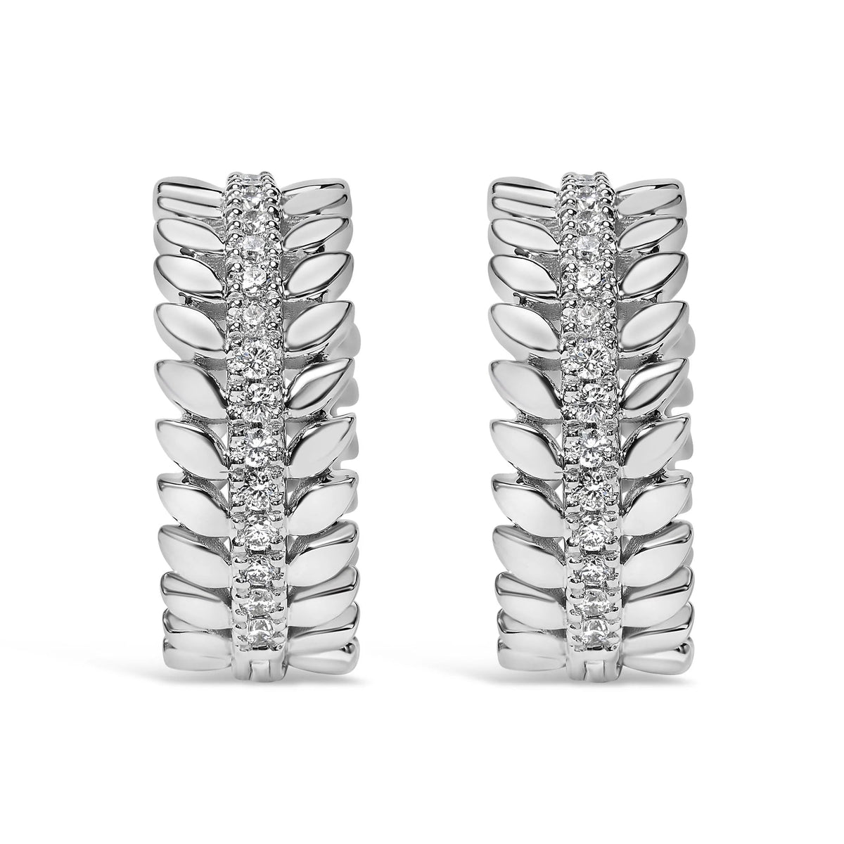 14K White Gold 1/4 Cttw Lab Grown Diamond Leafy Wreath Hoop Earrings (F - G Color, VS1 - VS2 Clarity) - LinkagejewelrydesignLinkagejewelrydesign