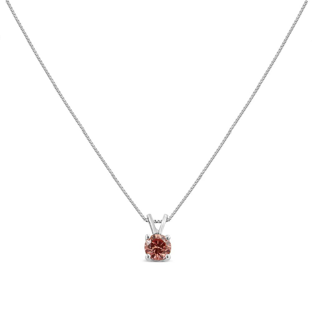 14K White Gold 1/4 Cttw Round Brilliant Cut Lab Grown Diamond 4 - Prong Solitaire Pendant Necklace - LinkagejewelrydesignLinkagejewelrydesign