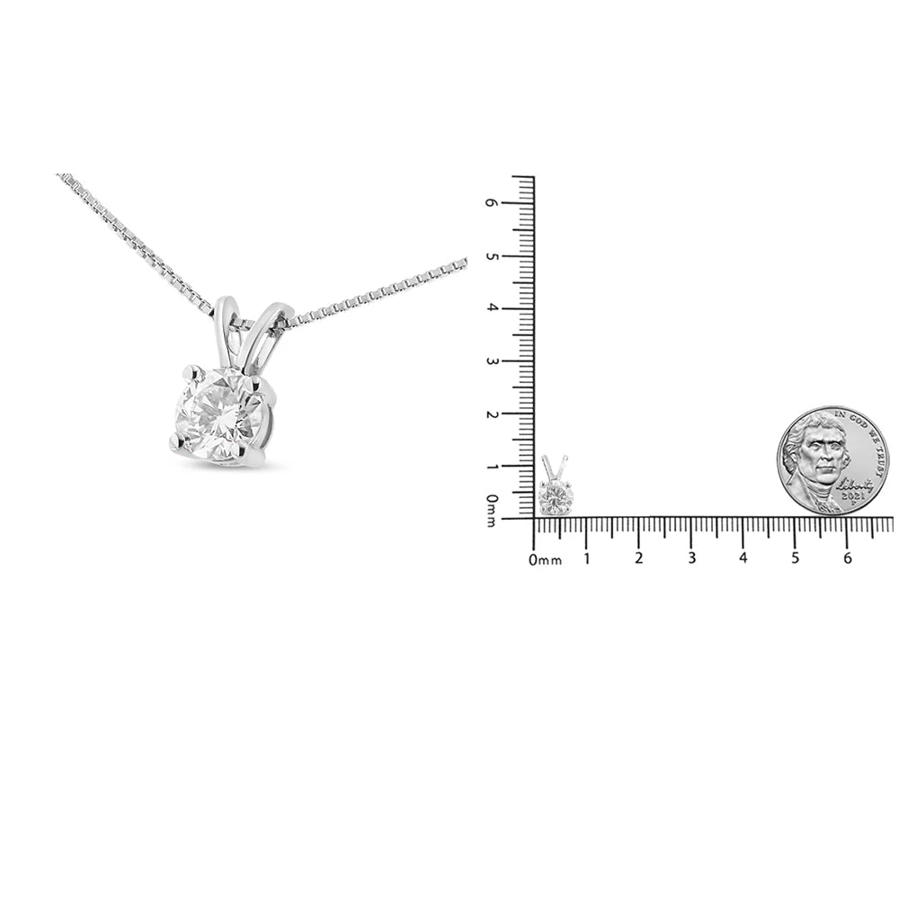 14K White Gold 1/4 Cttw Round Brilliant Cut Lab Grown Diamond 4 - Prong Solitaire Pendant Necklace - LinkagejewelrydesignLinkagejewelrydesign