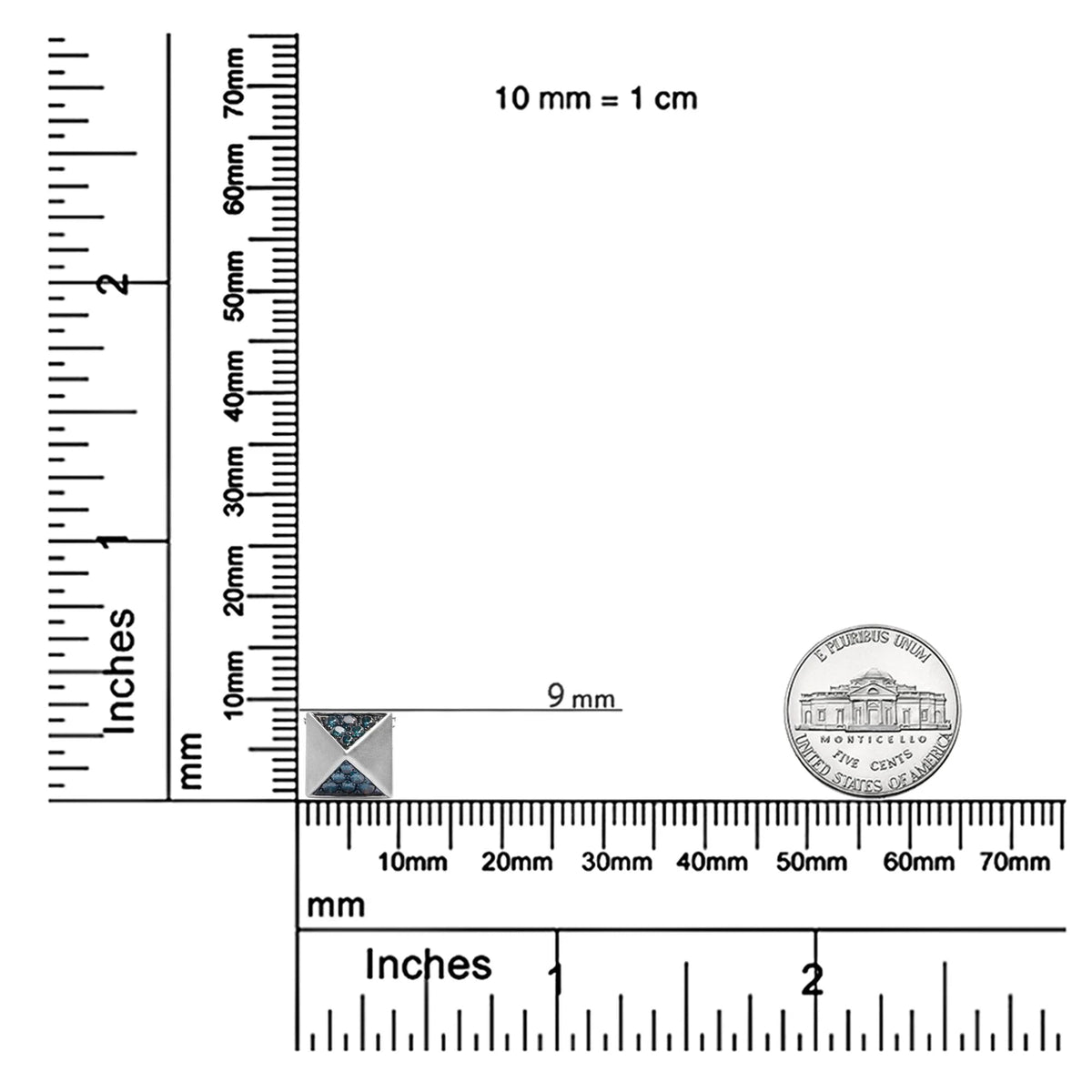 14K White Gold 1/4 Cttw Treated Blue Diamond Matte Finished Pyramid Pendant Necklace (Blue Color, SI1 - SI2 Clarity) - 18" Inches - LinkagejewelrydesignLinkagejewelrydesign