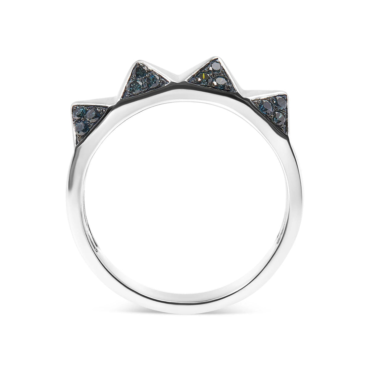 14K White Gold 1/4 Cttw Treated Blue Diamond Pyramid Band Ring (Blue Color, SI1 - SI2 Clarity) - Size 7 - LinkagejewelrydesignLinkagejewelrydesign