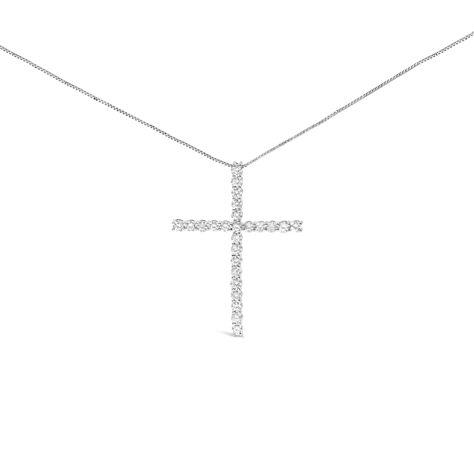14K White Gold 2.0 Cttw Lab Grown Diamond Cross 18" Inch Pendant Necklace (F - G Color, VS2 - SI1 Clarity) - LinkagejewelrydesignLinkagejewelrydesign