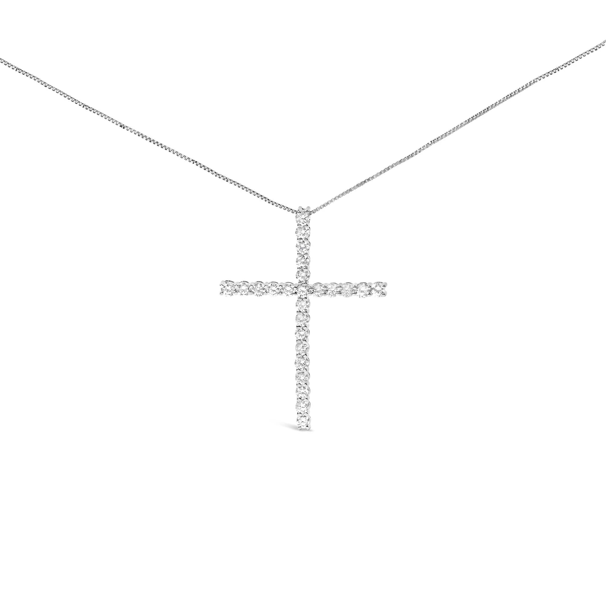 14K White Gold 2.0 Cttw Lab Grown Diamond Cross 18" Inch Pendant Necklace (F - G Color, VS2 - SI1 Clarity) - LinkagejewelrydesignLinkagejewelrydesign