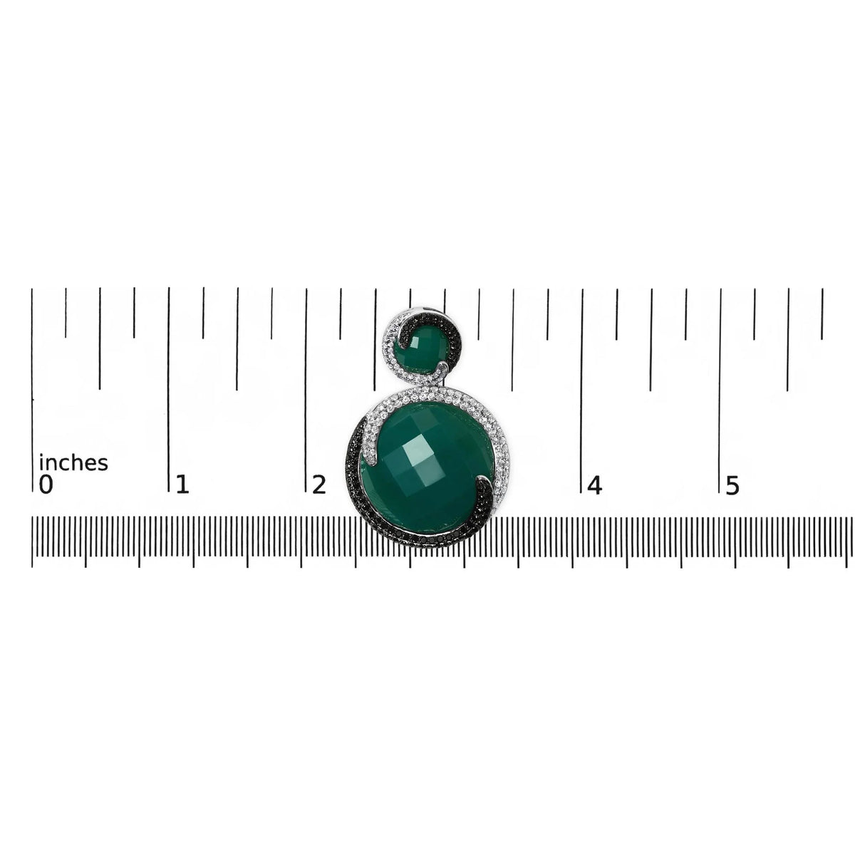 14K White Gold 2.0 Cttw White and Black Diamond and Green Agate Double Medallion Disc Drop and Dangle Earrings (H - I Color, I2 - I3 Clarity) - LinkagejewelrydesignLinkagejewelrydesign