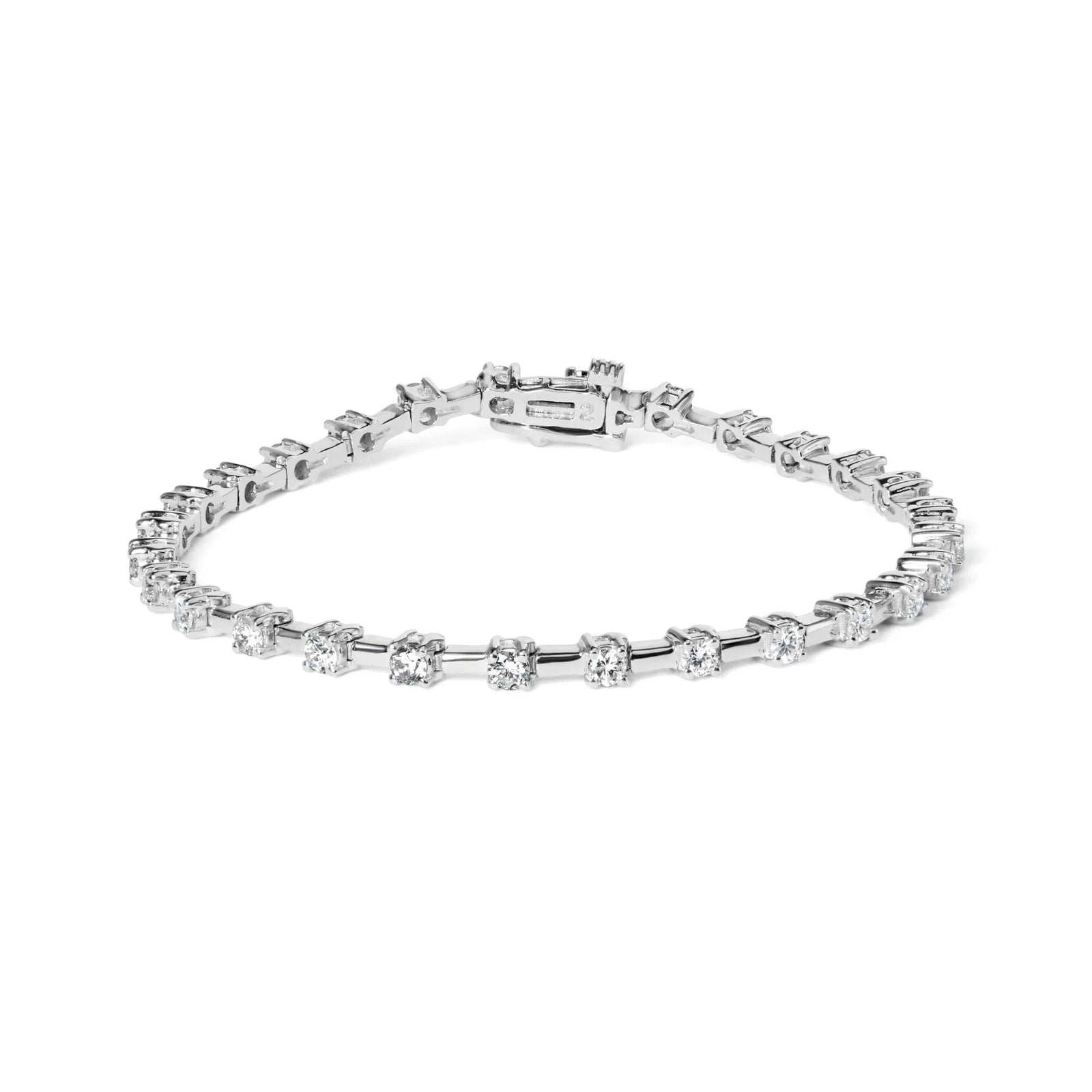 14K White Gold 2.00 Cttw Diamond Bar and Link Tennis Bracelet (H - I Color, SI1 - SI2 Clarity) - 7" - LinkagejewelrydesignLinkagejewelrydesign