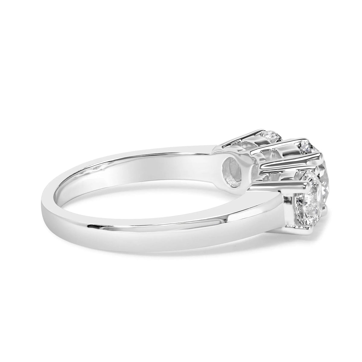 14K White Gold 2.00 Cttw Lab Grown Diamond 3 Stone Ring Band (F - G Color, VS1 - VS2 Clarity) - LinkagejewelrydesignLinkagejewelrydesign