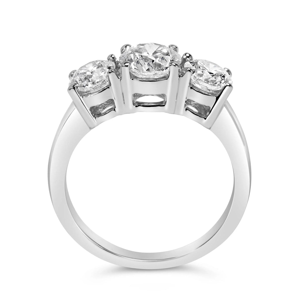 14K White Gold 2.00 Cttw Lab Grown Diamond 3 Stone Ring Band (F - G Color, VS1 - VS2 Clarity) - LinkagejewelrydesignLinkagejewelrydesign