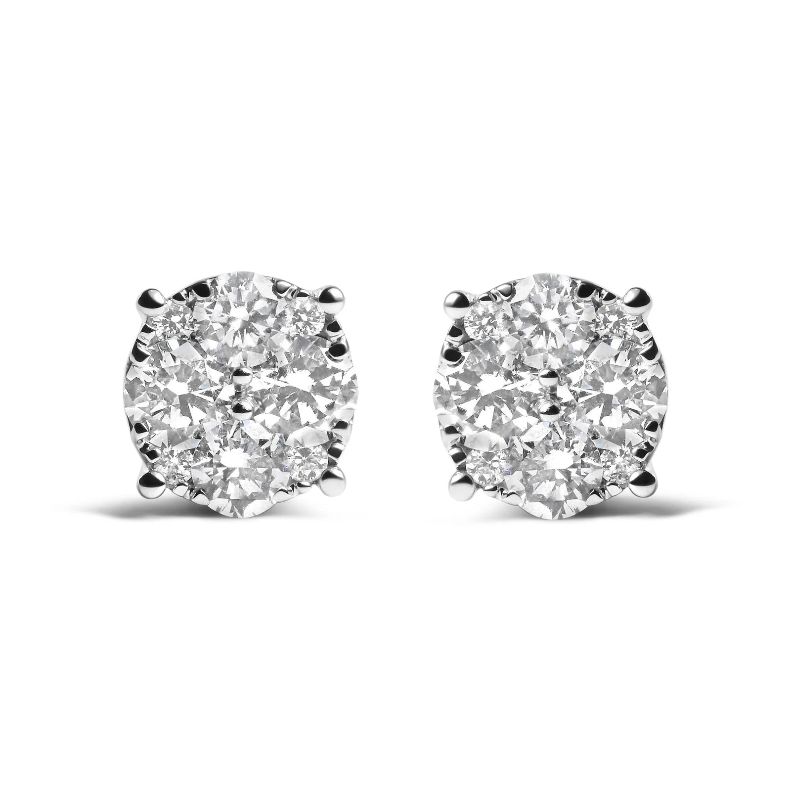 14K White Gold 2.00 Cttw Lab Grown Diamond Cluster Stud Earrings (G - H Color, VS1 - VS2 Clarity) - LinkagejewelrydesignLinkagejewelrydesign