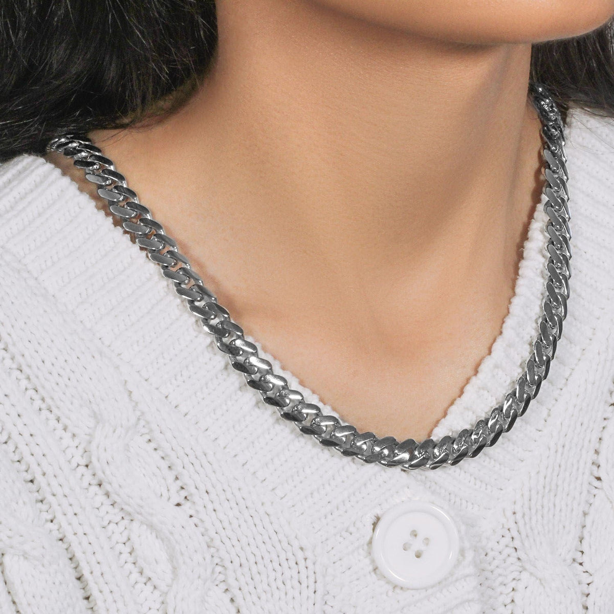 14k White Gold 22 inch Polished Curb Chain Necklace - LinkagejewelrydesignLinkagejewelrydesign