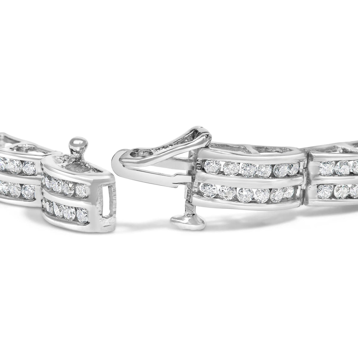 14K White Gold 3 1/5 Cttw Channel Set Diamond Double Row Tennis Bracelet (H - I Color, I1 - I2 Clarity) - 7" Inches - LinkagejewelrydesignLinkagejewelrydesign