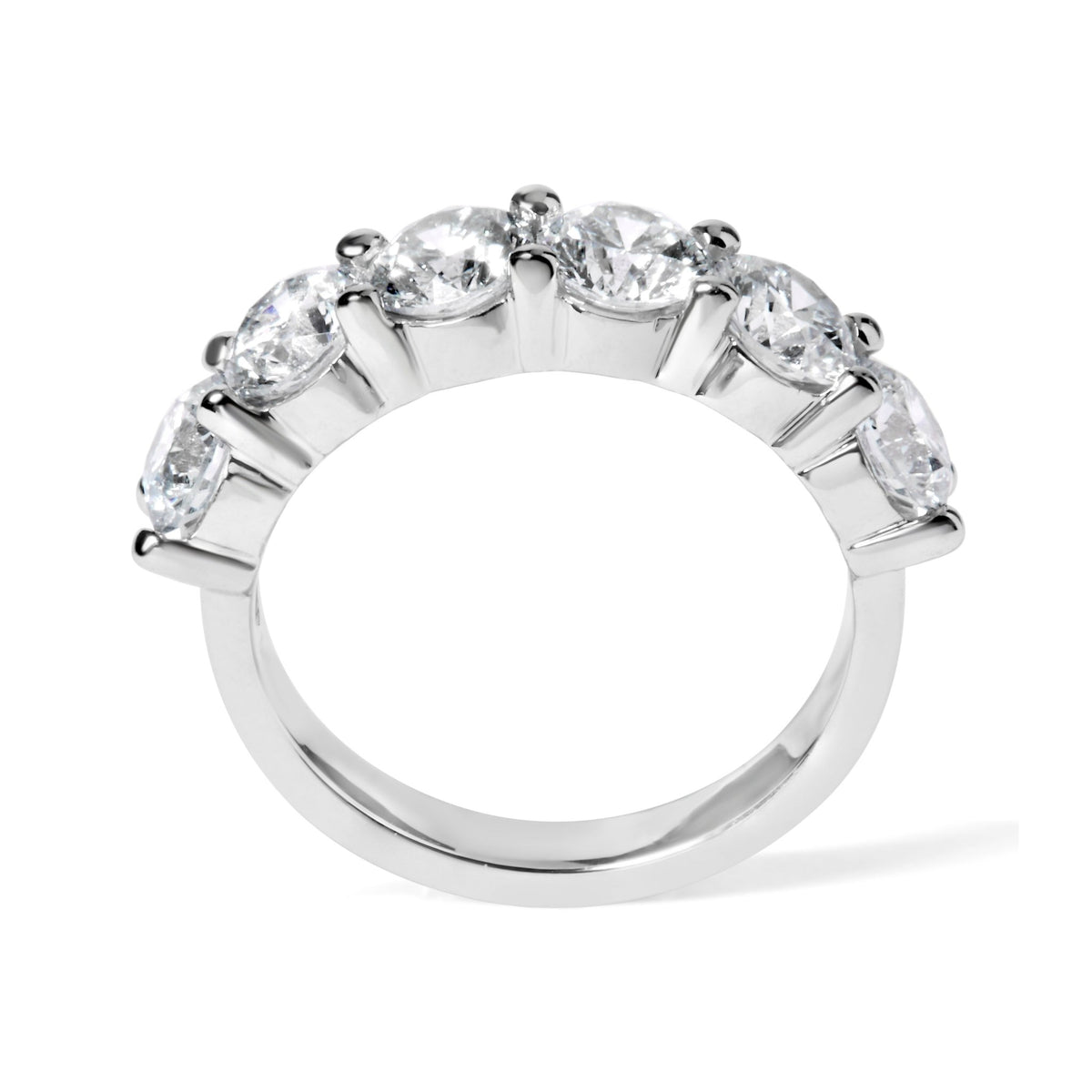 14K White Gold 3.0 Cttw Lab - Grown Diamond Shared Prong Set 6 Stone Band Ring (G - H Color, VS2 - SI1 Clarity) - Ring Size 7 - LinkagejewelrydesignLinkagejewelrydesign