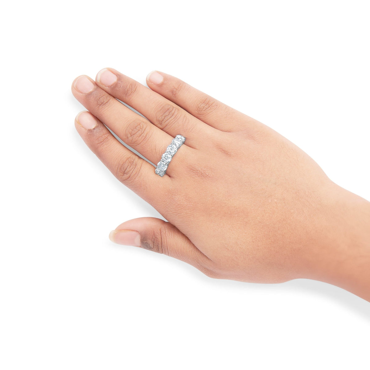 14K White Gold 3.0 Cttw Lab - Grown Diamond Shared Prong Set 6 Stone Band Ring (G - H Color, VS2 - SI1 Clarity) - Ring Size 7 - LinkagejewelrydesignLinkagejewelrydesign