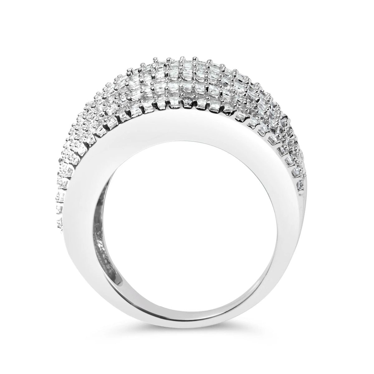 14K White Gold 3.0 Cttw Princess Cut Natural Diamond 9 Row Cocktail Band Ring (H - I Color, SI1 - SI2 Clarity) - LinkagejewelrydesignLinkagejewelrydesign