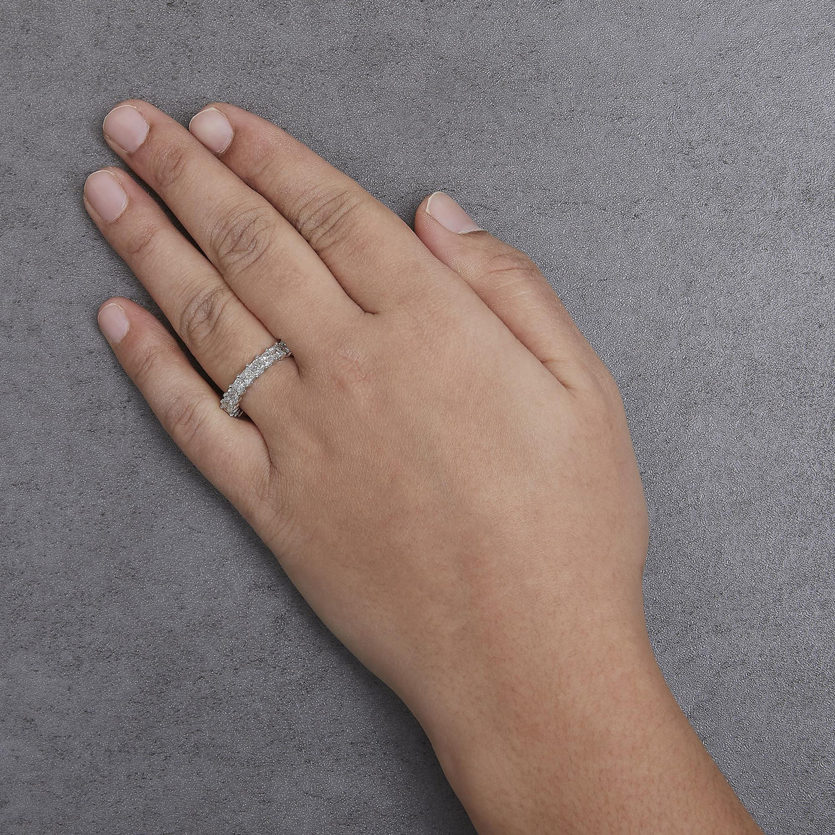 14K White Gold 3.0 Cttw Princess Lab Grown Diamond Eternity Band Ring (F - G Color, VS1 - VS2 Clarity) - LinkagejewelrydesignLinkagejewelrydesign