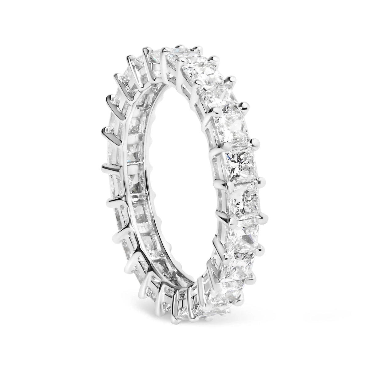 14K White Gold 3.0 Cttw Princess Lab Grown Diamond Eternity Band Ring (F - G Color, VS1 - VS2 Clarity) - LinkagejewelrydesignLinkagejewelrydesign