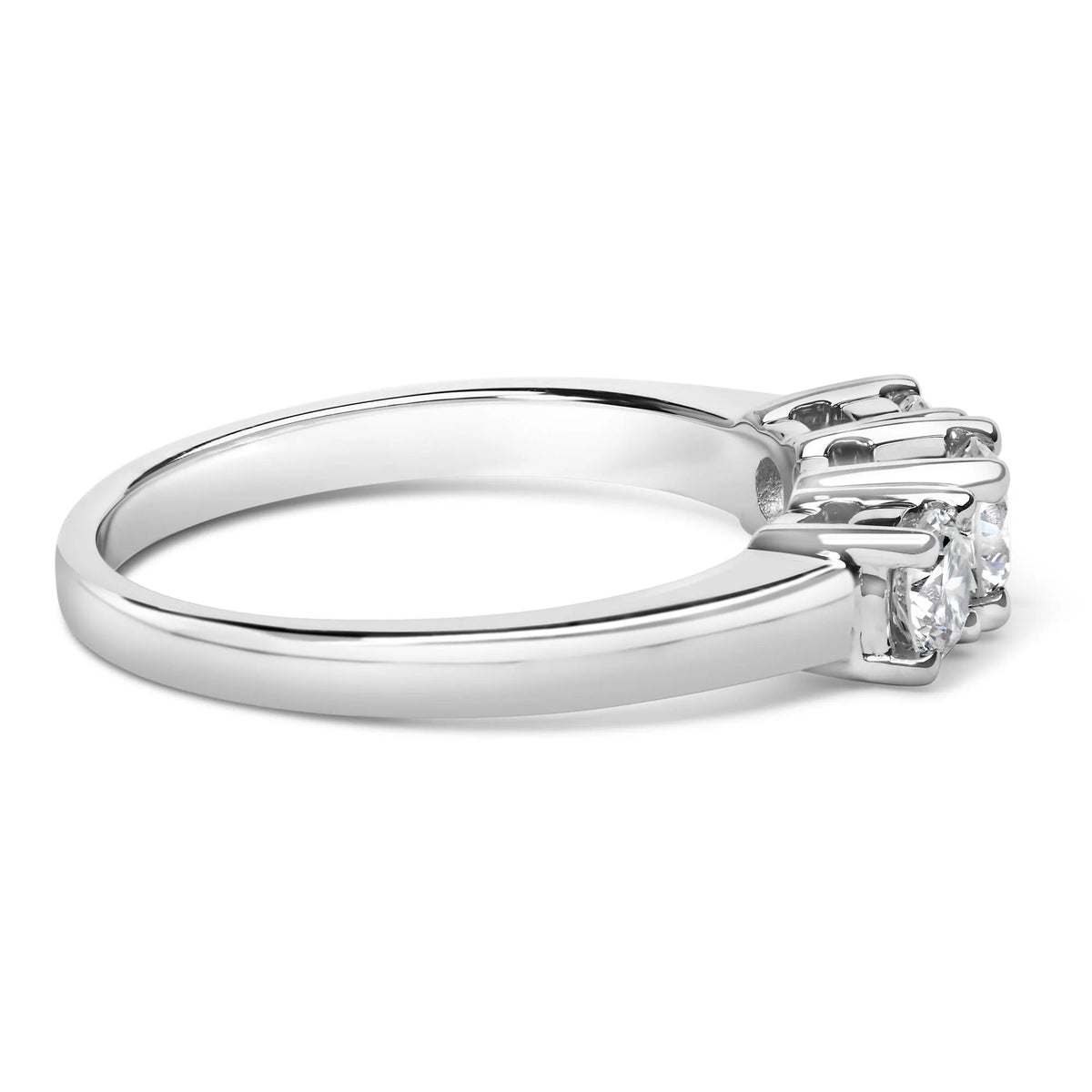14K White Gold 3/4 Cttw Lab Grown Diamond 3 Stone Ring Band (F - G Color, VS2 - SI1 Clarity) - LinkagejewelrydesignLinkagejewelrydesign