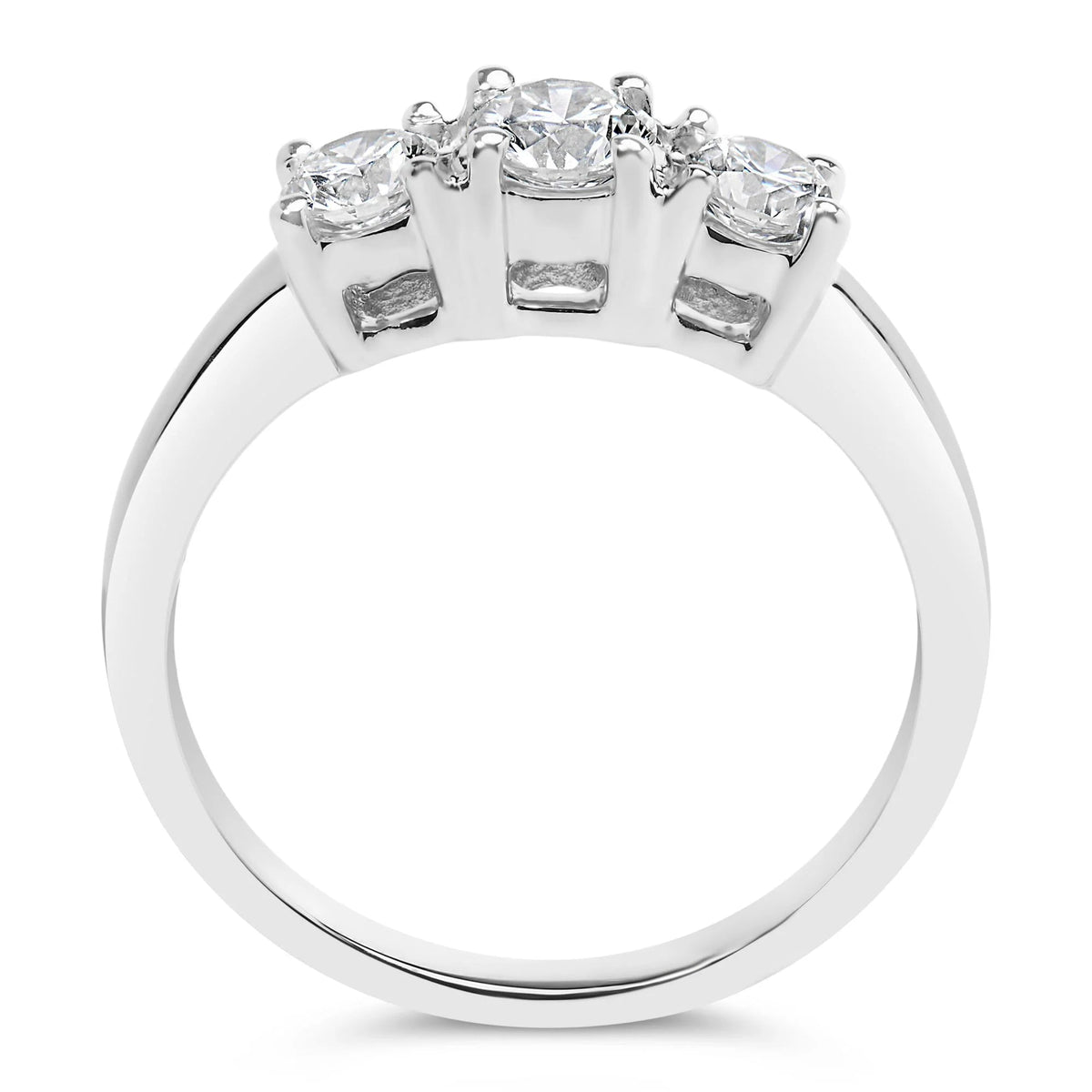 14K White Gold 3/4 Cttw Lab Grown Diamond 3 Stone Ring Band (F - G Color, VS2 - SI1 Clarity) - LinkagejewelrydesignLinkagejewelrydesign
