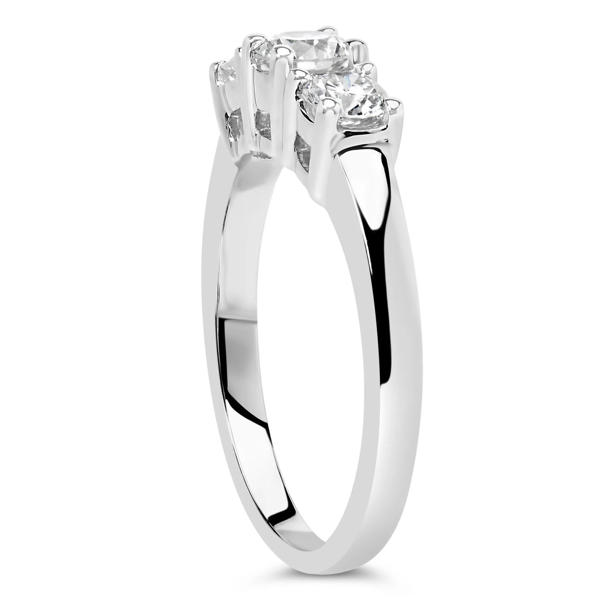14K White Gold 3/4 Cttw Lab Grown Diamond 3 Stone Ring Band (F - G Color, VS2 - SI1 Clarity) - LinkagejewelrydesignLinkagejewelrydesign