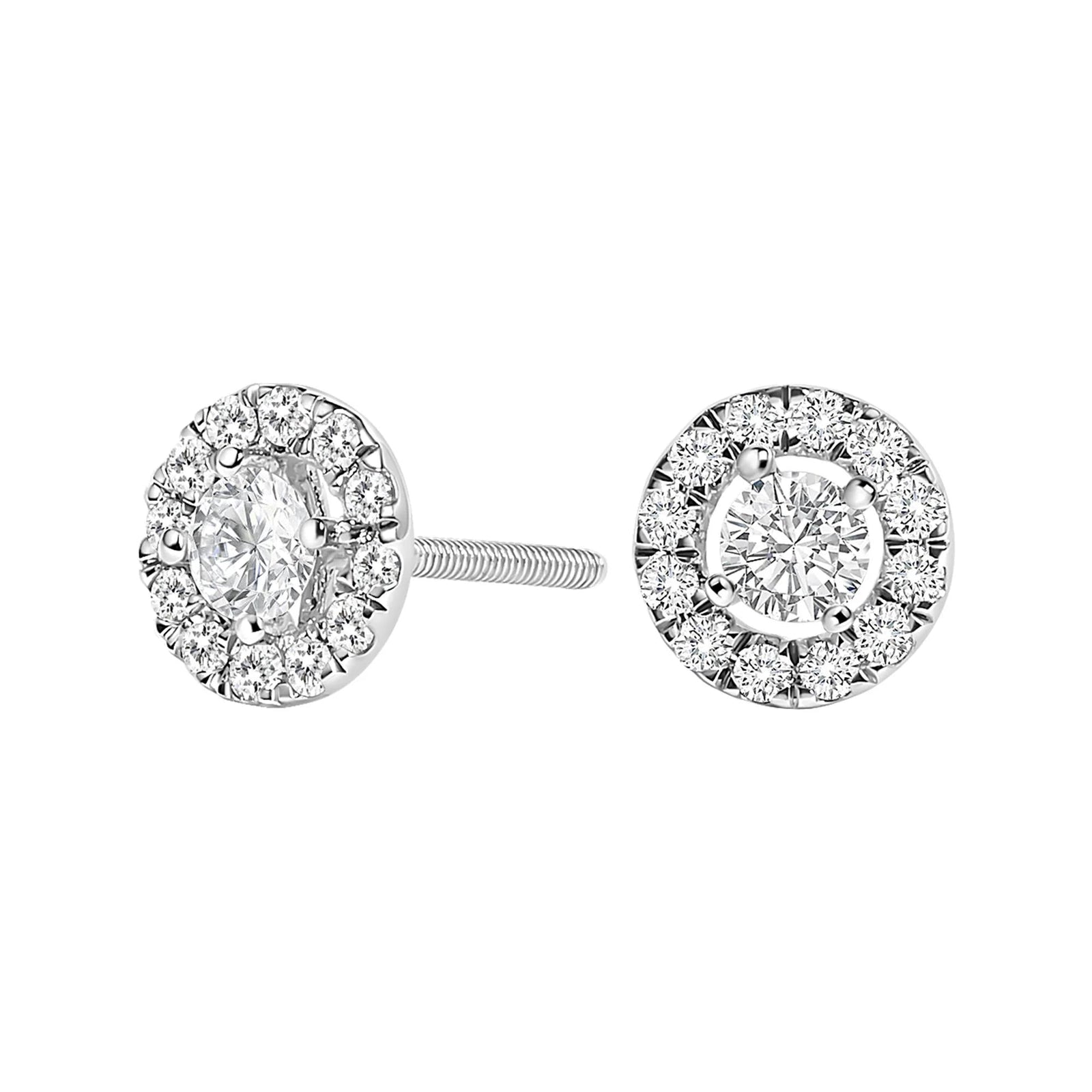 14K White Gold 3/4 Cttw Lab - Grown Diamond Floating Halo Stud Earring (F - G Color, VS1 - VS2 Clarity) - LinkagejewelrydesignLinkagejewelrydesign