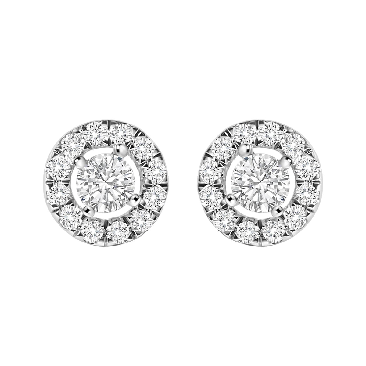 14K White Gold 3/4 Cttw Lab - Grown Diamond Floating Halo Stud Earring (F - G Color, VS1 - VS2 Clarity) - LinkagejewelrydesignLinkagejewelrydesign