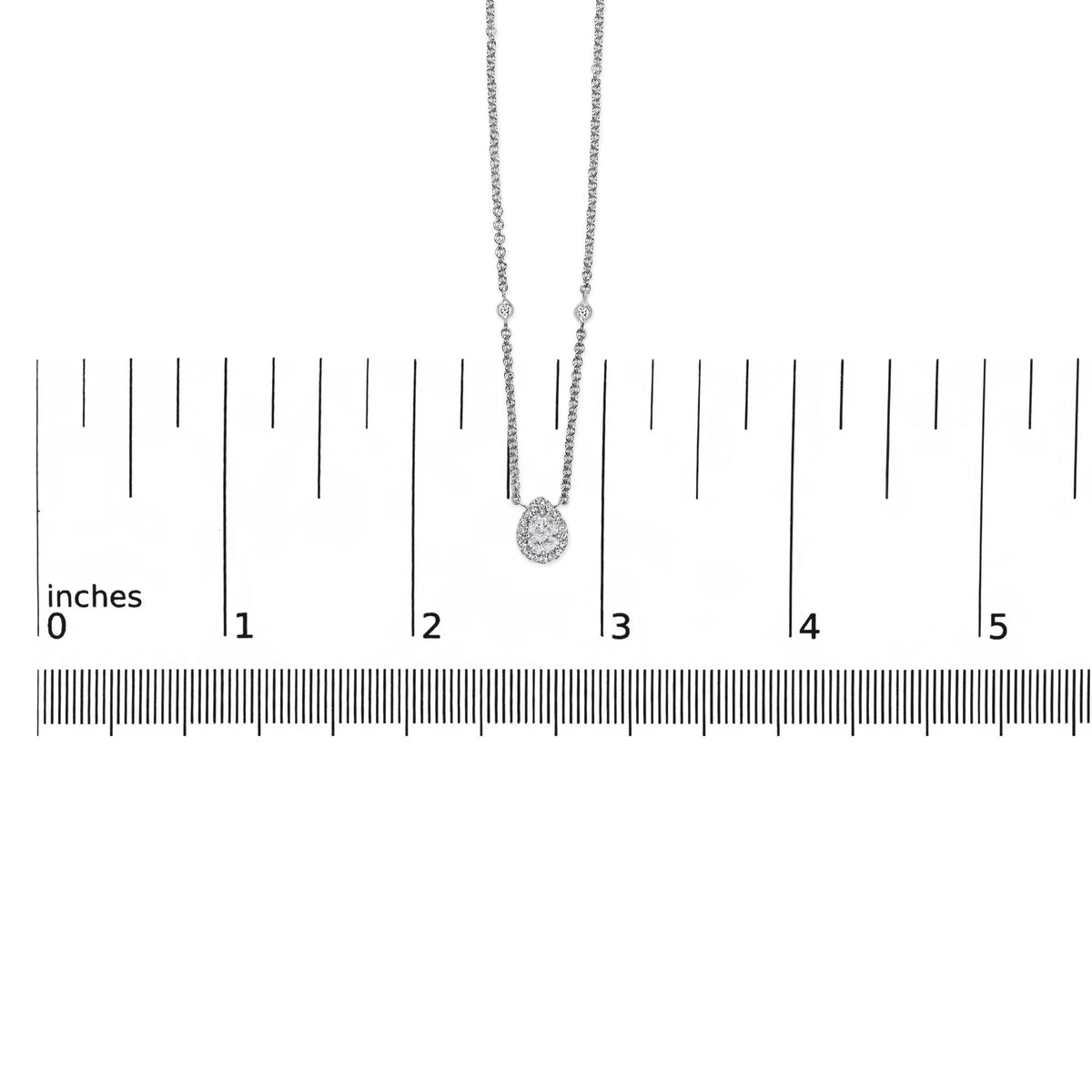 14K White Gold 3/8 Cttw Natural Diamond Composite Pear Shaped Bezel Station 17" Pendant Necklace (G - H Color, SI2 - I1 Clarity) - LinkagejewelrydesignLinkagejewelrydesign