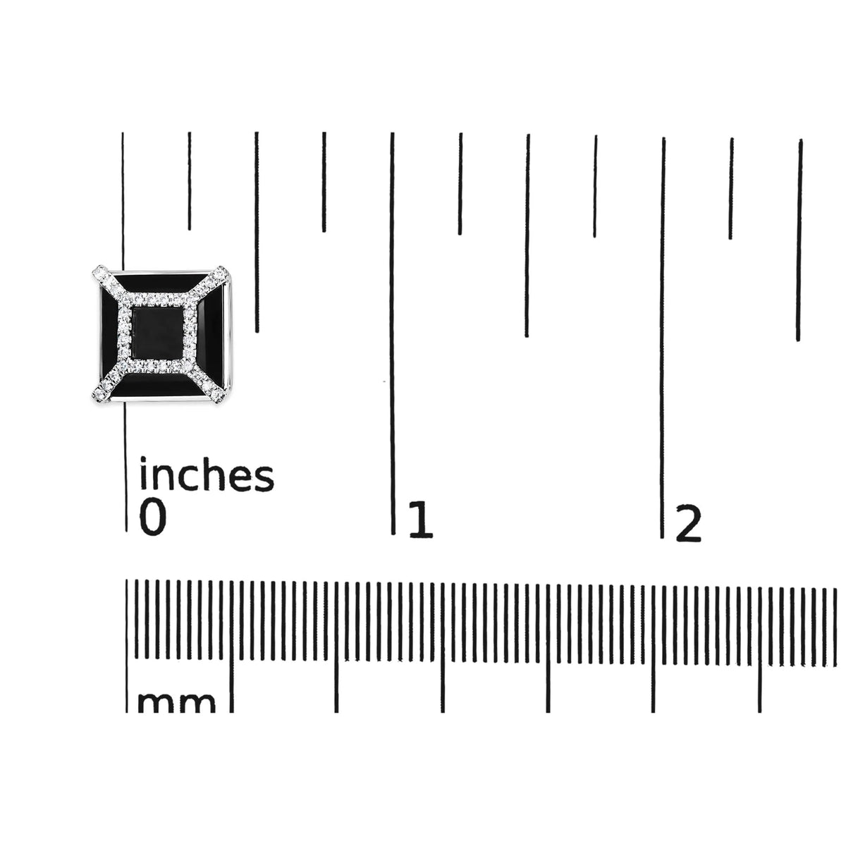 14K White Gold 3/8ct Diamond with 11x11MM Black Onyx Stud Earrings (G - H Color, SI1 - SI2 Clarity) - LinkagejewelrydesignLinkagejewelrydesign