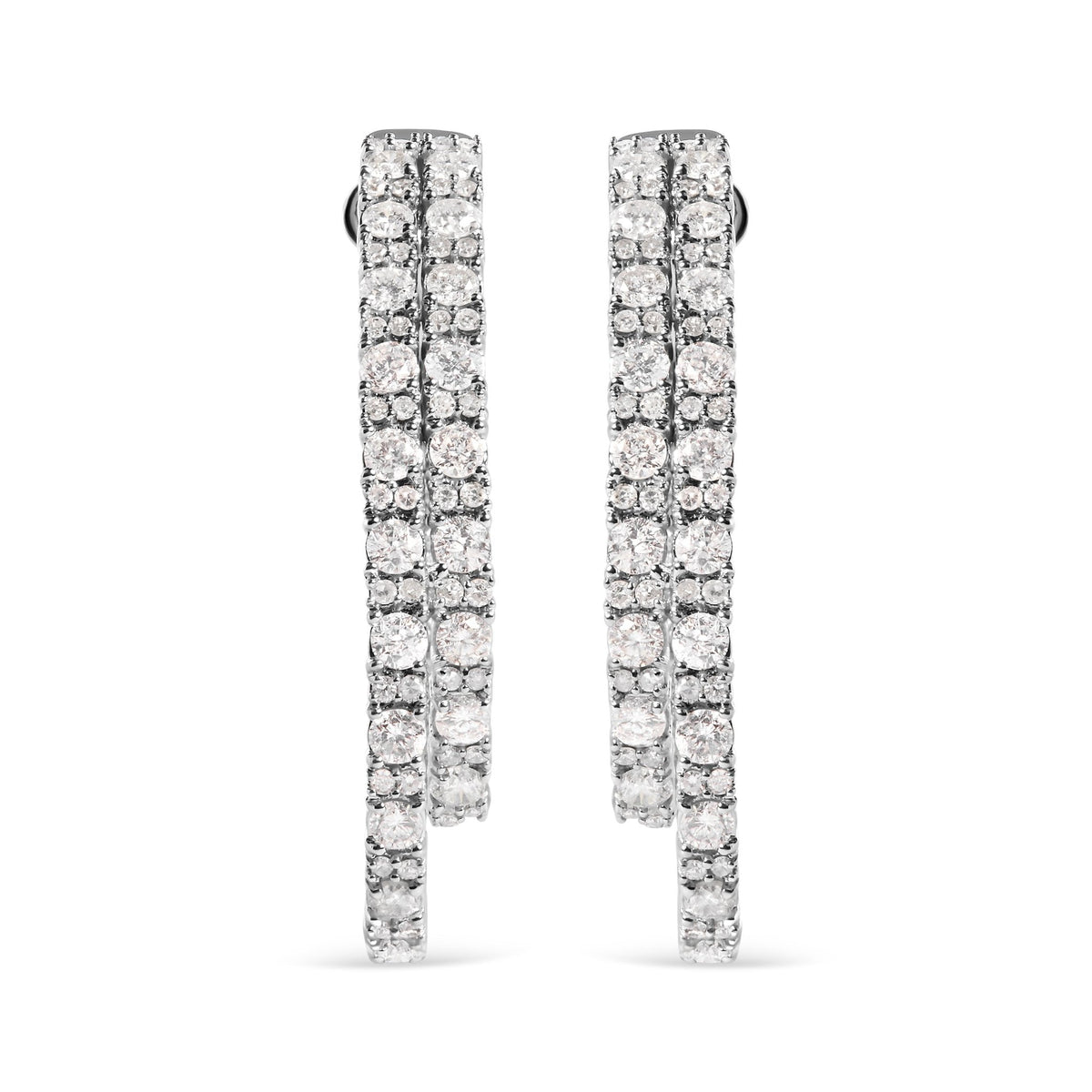 14K White Gold 4.0 Cttw Diamond Asymmetrical Inside Out Double - Hoop Earrings (I - J Color, I1 - I2 Clarity) - LinkagejewelrydesignLinkagejewelrydesign