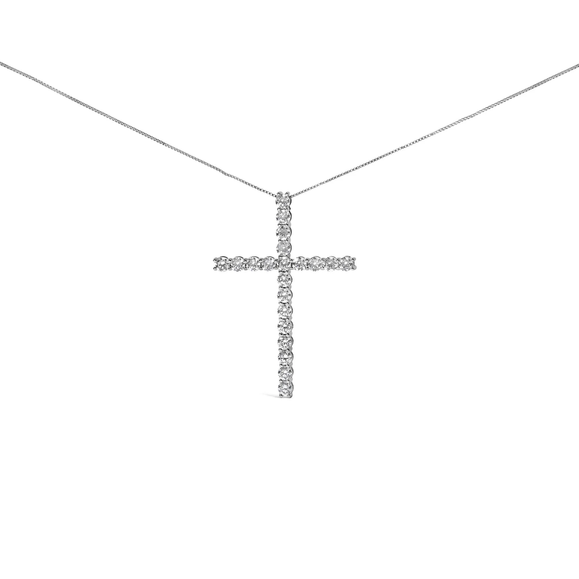14K White Gold 4.0 Cttw Lab Grown Diamond Cross 18" Inch Pendant Necklace (F - G Color, VS2 - SI1 Clarity) - LinkagejewelrydesignLinkagejewelrydesign