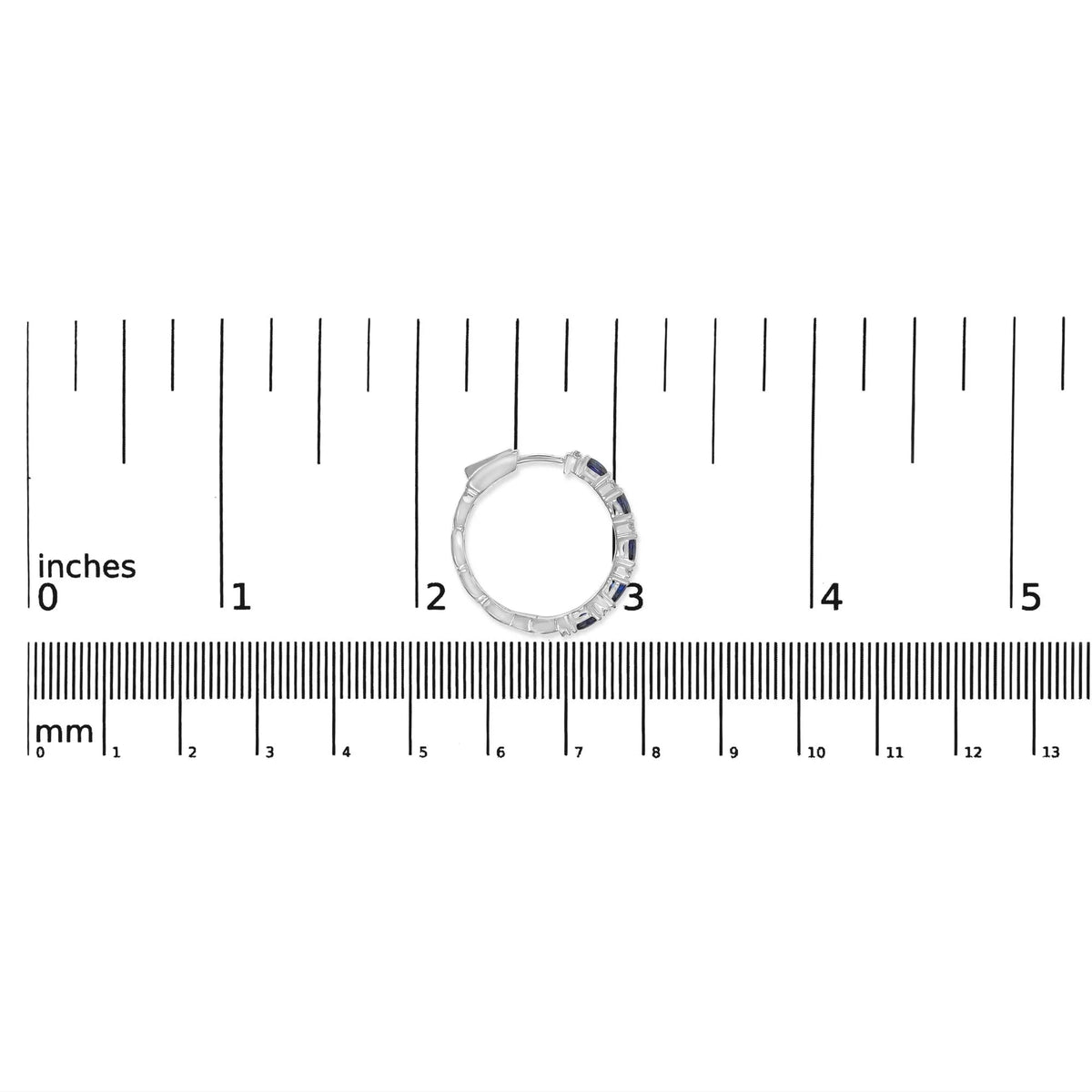 14K White Gold 4x3mm Oval Blue Sapphire and 1/4 Cttw Diamond Alternating Hoop Earring (I - J Color, SI2 - I1 Clarity) - LinkagejewelrydesignLinkagejewelrydesign