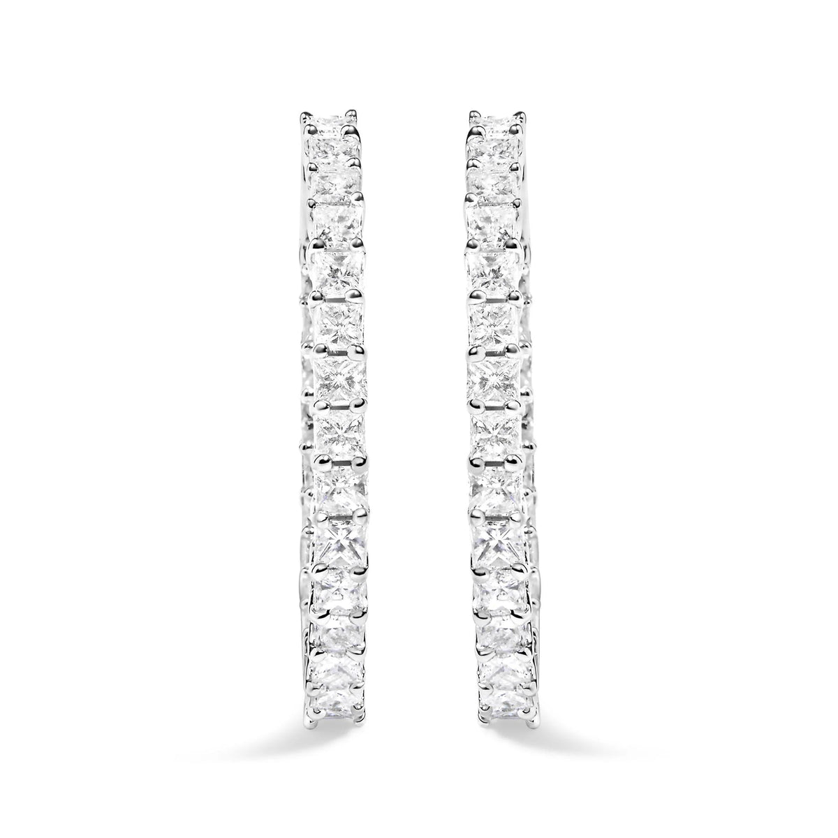 14K White Gold 5.0 Cttw Princess Cut Diamond Inside Out Hoop Earrings (G - H Color, SI2 - I1 Clarity) - 30 MM - LinkagejewelrydesignLinkagejewelrydesign