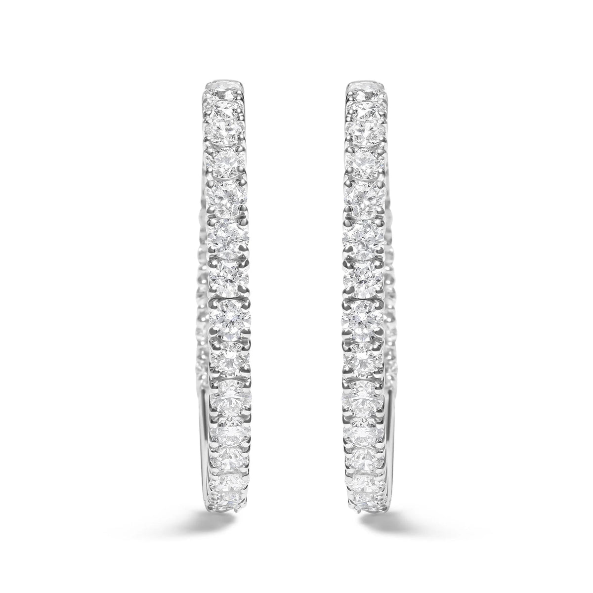 14K White Gold 5.00 Cttw Lab Grown Diamond Inside Out Hoop Earrings (F - G Color, VS1 - VS2 Clarity) - LinkagejewelrydesignLinkagejewelrydesign