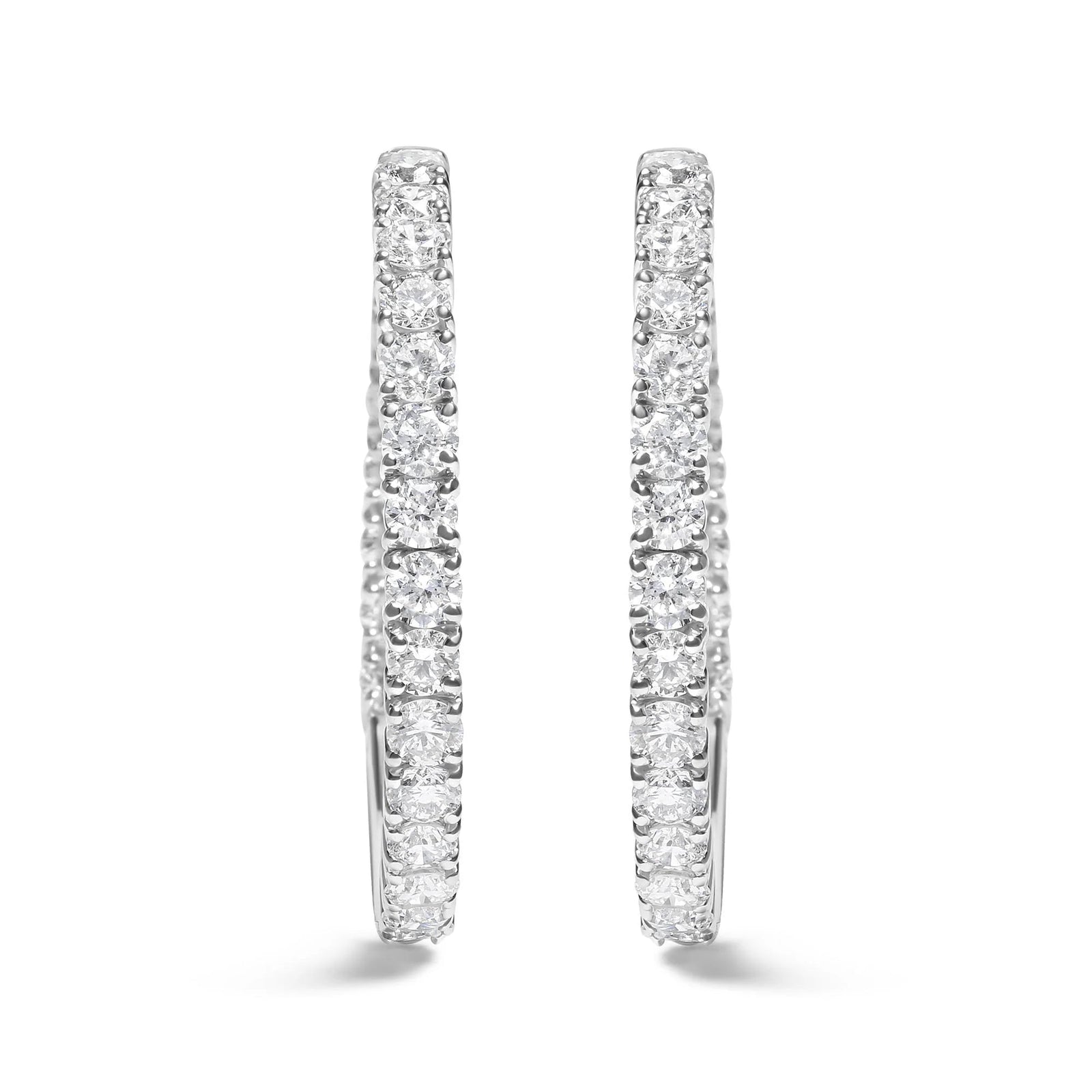 14K White Gold 5.00 Cttw Lab Grown Diamond Inside Out Hoop Earrings (F - G Color, VS1 - VS2 Clarity) - LinkagejewelrydesignLinkagejewelrydesign