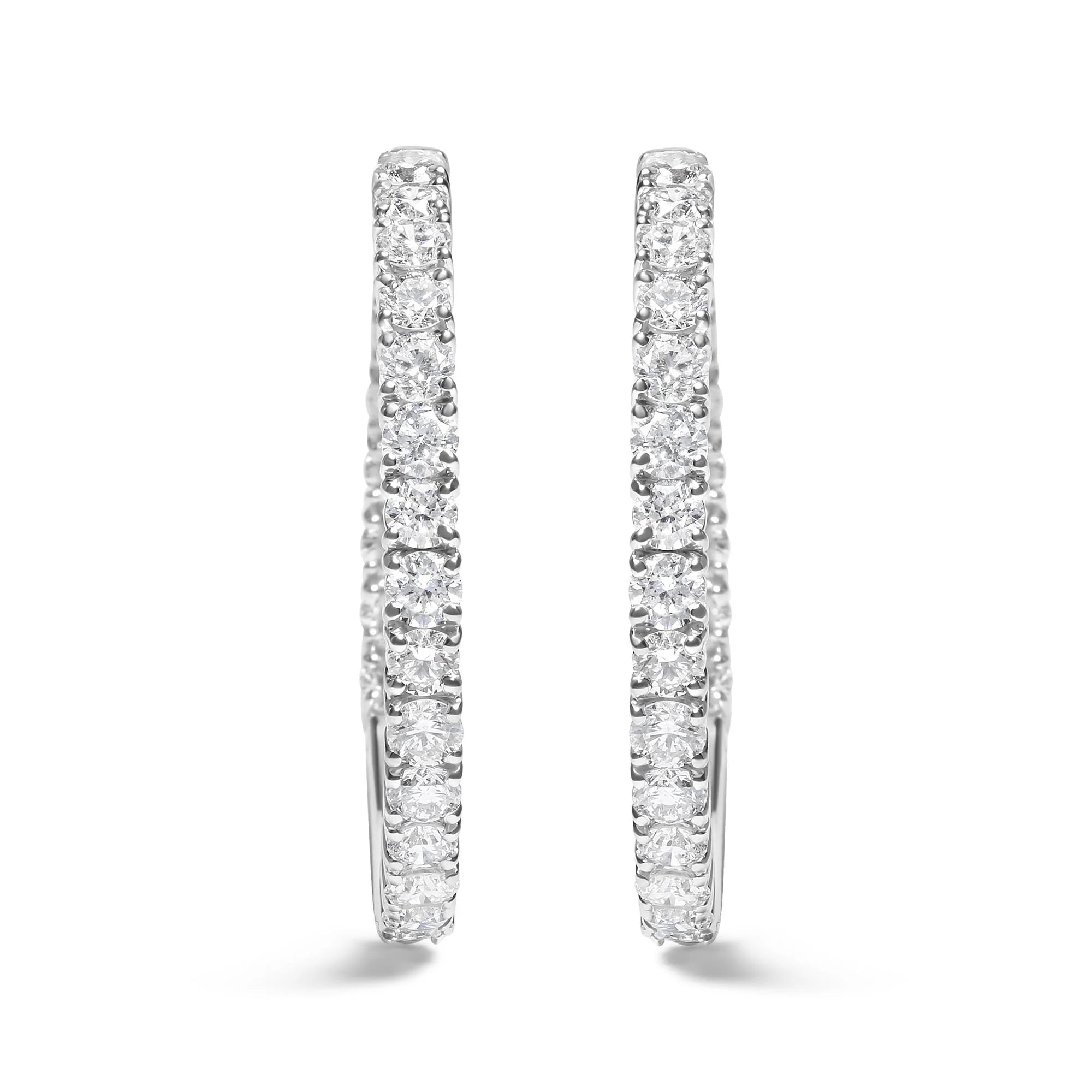 14K White Gold 5.00 Cttw Lab Grown Diamond Inside Out Hoop Earrings (F - G Color, VS1 - VS2 Clarity) - LinkagejewelrydesignLinkagejewelrydesign