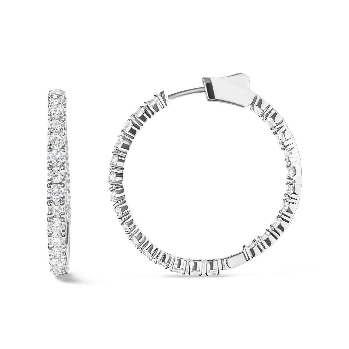 14K White Gold 5.00 Cttw Lab Grown Diamond Inside Out Hoop Earrings (F - G Color, VS1 - VS2 Clarity) - LinkagejewelrydesignLinkagejewelrydesign