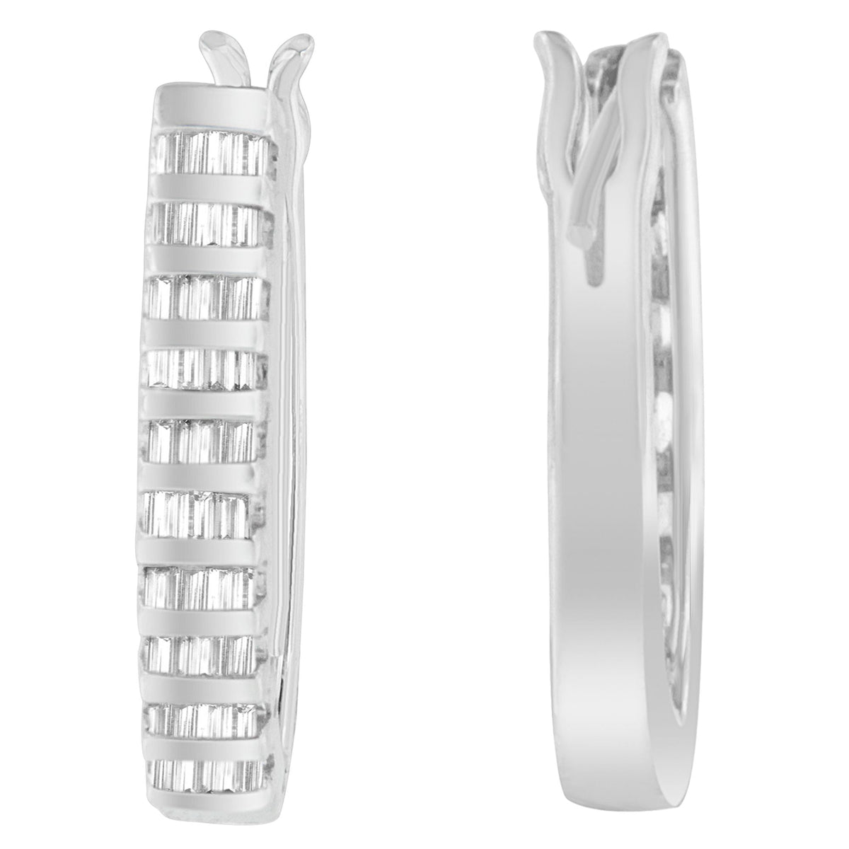 14K White Gold 5/8 cttw Baguette Cut Diamond Earrings (H - I, SI1 - SI2) - LinkagejewelrydesignLinkagejewelrydesign