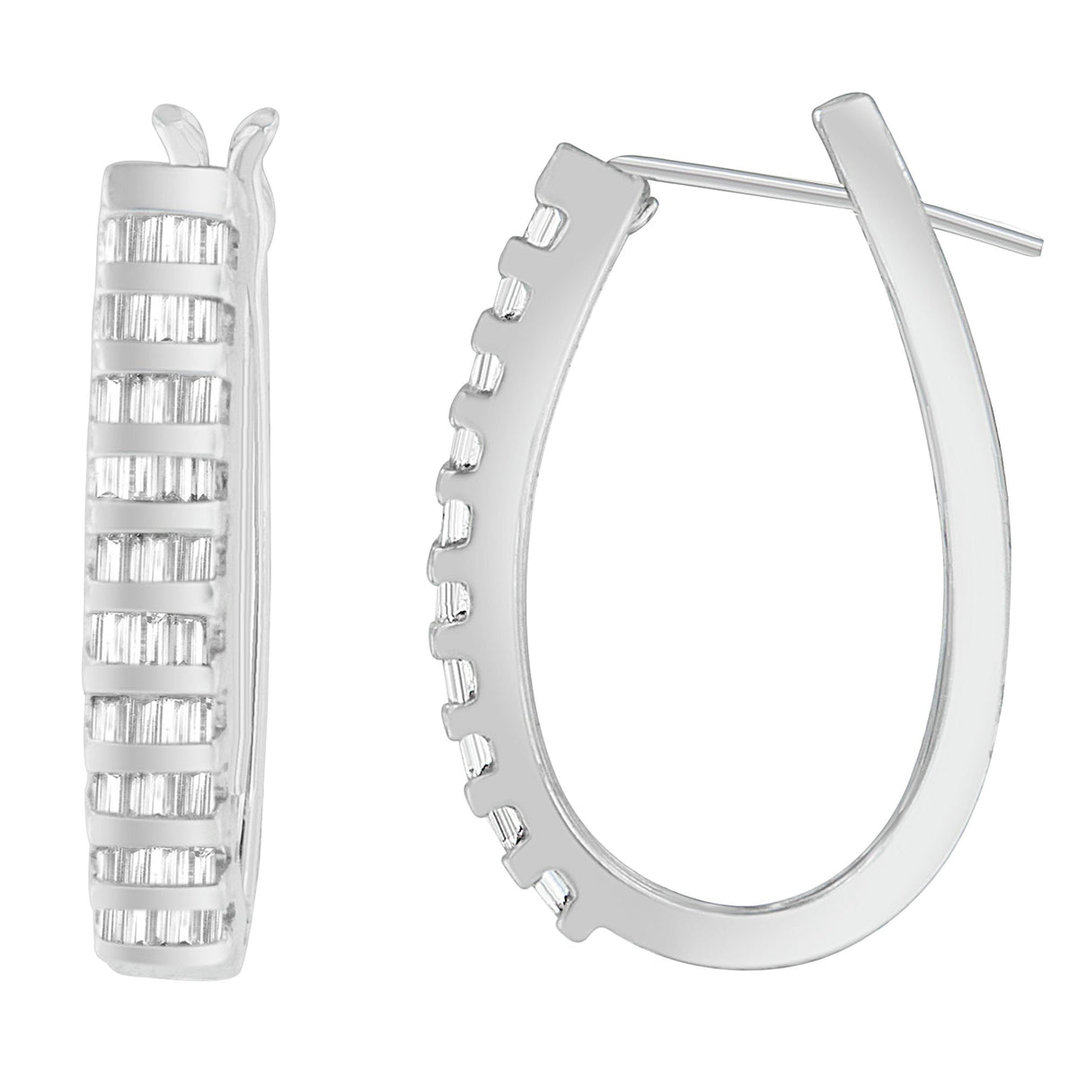 14K White Gold 5/8 cttw Baguette Cut Diamond Earrings (H - I, SI1 - SI2) - LinkagejewelrydesignLinkagejewelrydesign