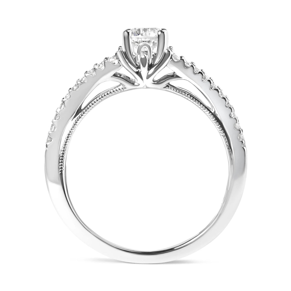 14K White Gold 5/8 Cttw Diamond Split Shank Engagement Ring (G - H Color, VS2 - SI1 Clarity) - Size 7 - LinkagejewelrydesignLinkagejewelrydesign