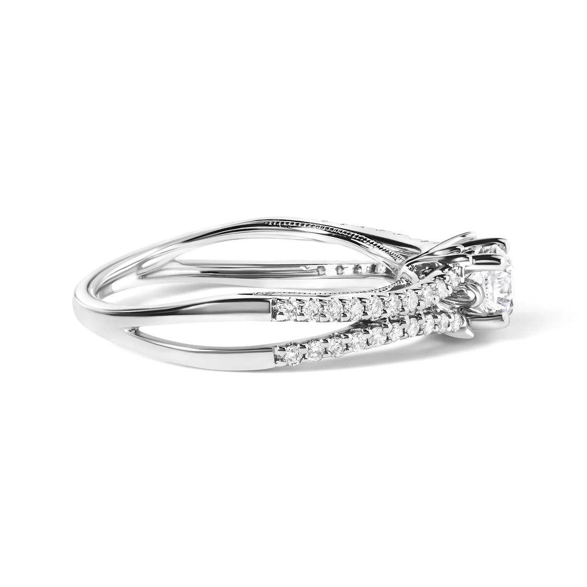 14K White Gold 5/8 Cttw Diamond Split Shank Engagement Ring (G - H Color, VS2 - SI1 Clarity) - Size 7 - LinkagejewelrydesignLinkagejewelrydesign