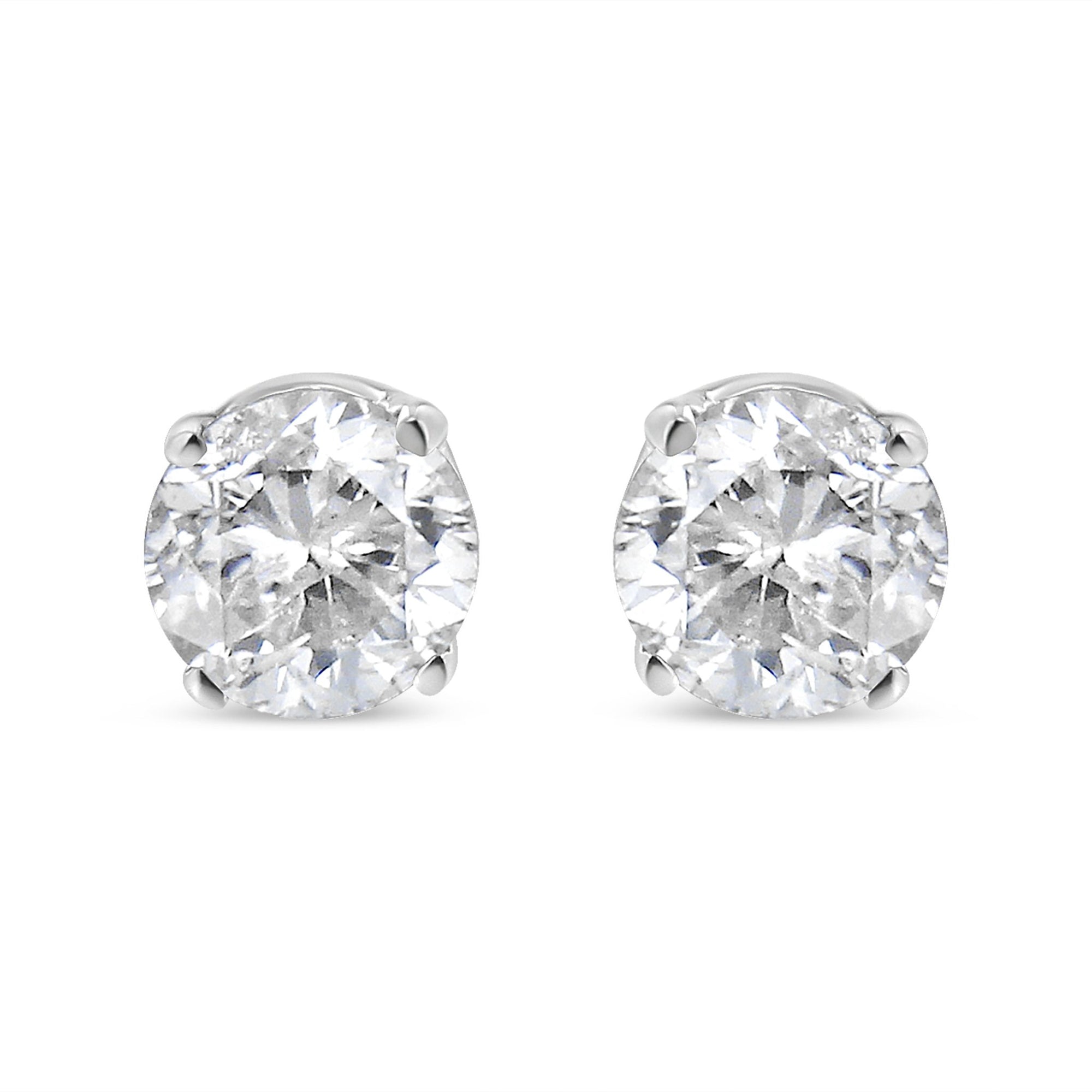 14K White Gold 5/8 Cttw Round Brilliant - Cut Lab Grown Diamond Classic 4 - Prong Push back Stud Earrings (F - G Color, VS1 - VS2 Clarity) - LinkagejewelrydesignLinkagejewelrydesign