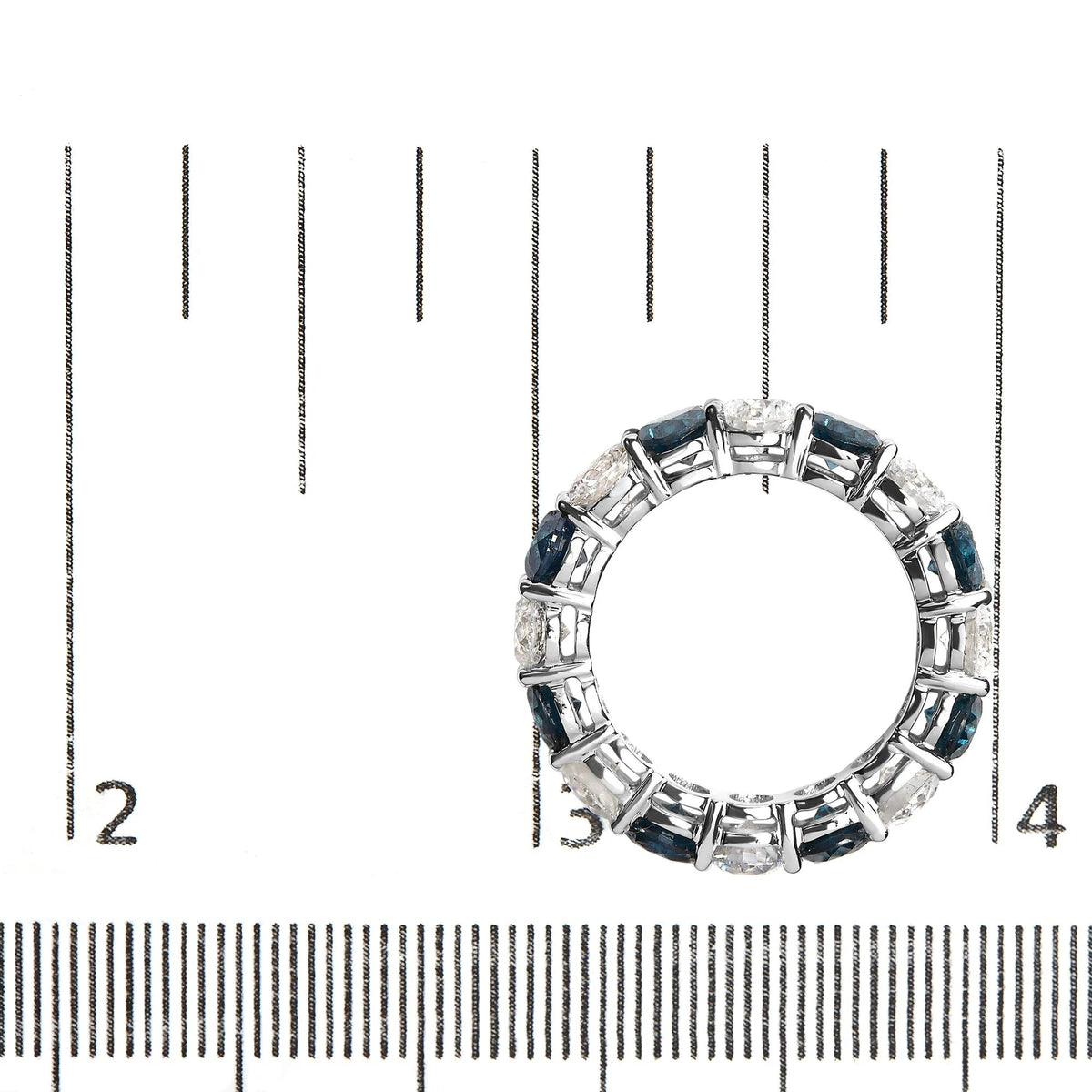 14K White Gold 6 1/4 Cttw Alternating Lab - Grown White and Natural Treated Blue Diamond Eternity Band Ring (F - G Color, VS1 - VS2 Clarity) - Ring Size 7.5 - LinkagejewelrydesignLinkagejewelrydesign