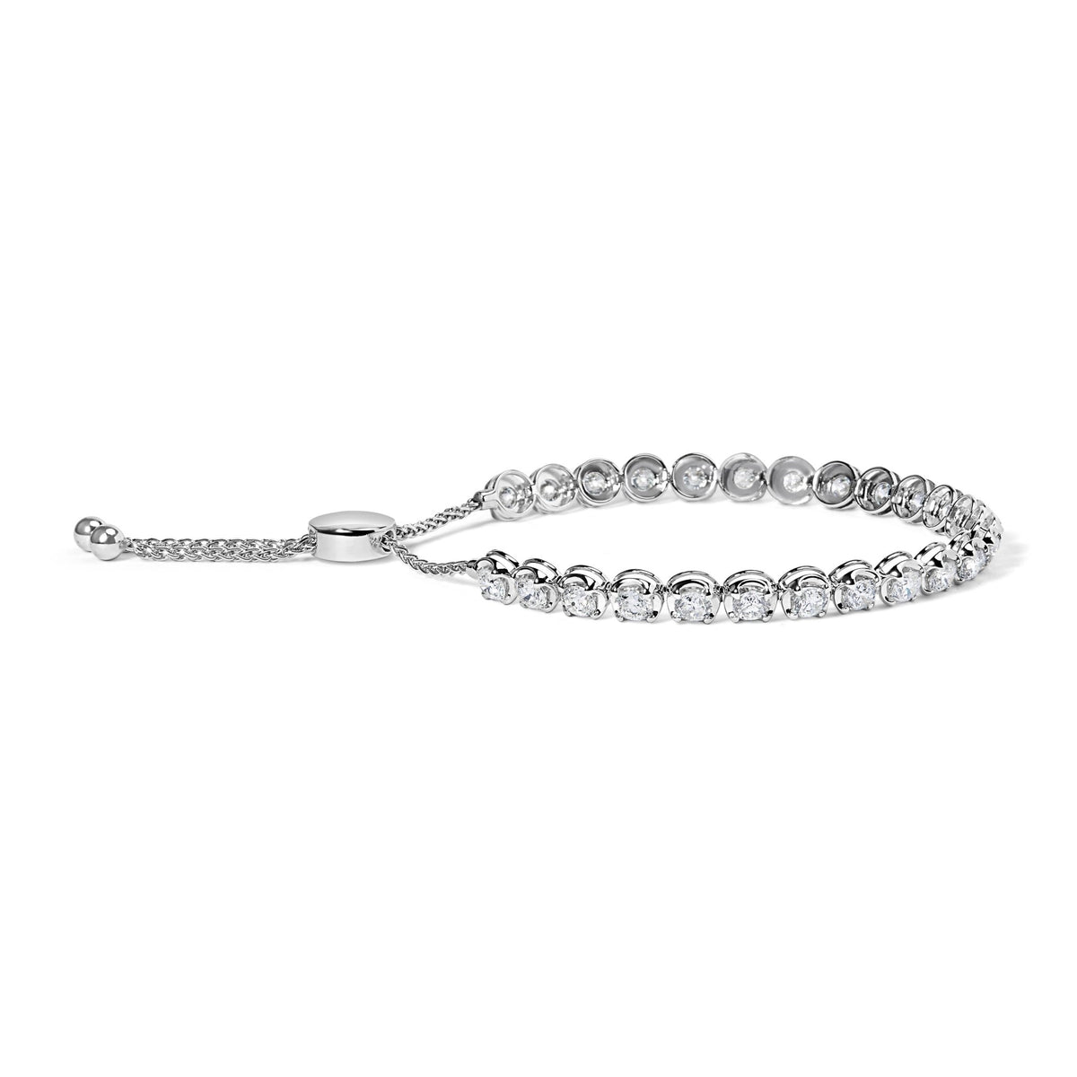 14K White Gold 6.00 Cttw Diamond 4” - 10” Adjustable Bolo Tennis Bracelet (I - J Color, I1 - I2 Clarity) - LinkagejewelrydesignLinkagejewelrydesign