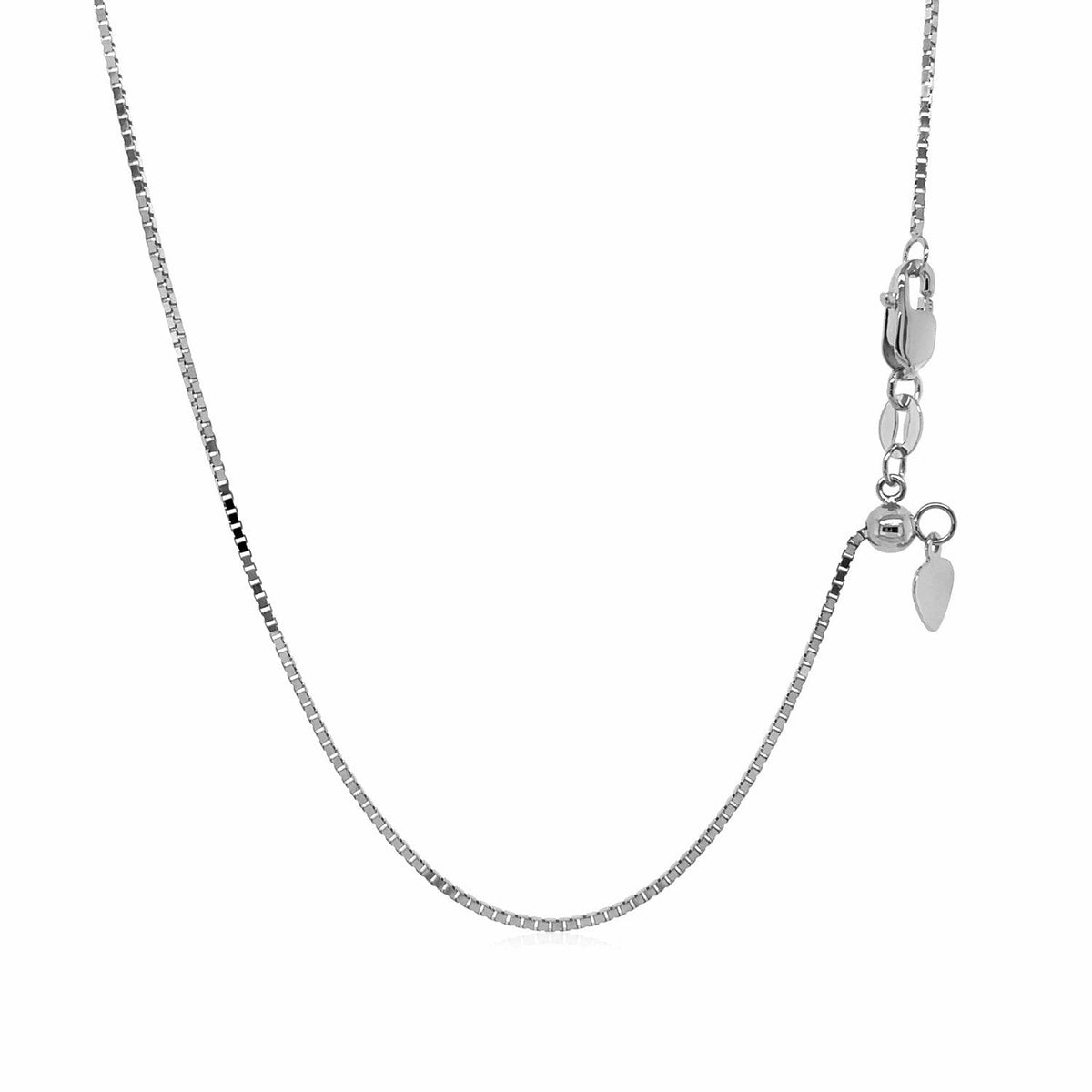 14k White Gold Adjustable Box Chain (0.85 mm) - LinkagejewelrydesignLinkagejewelrydesign
